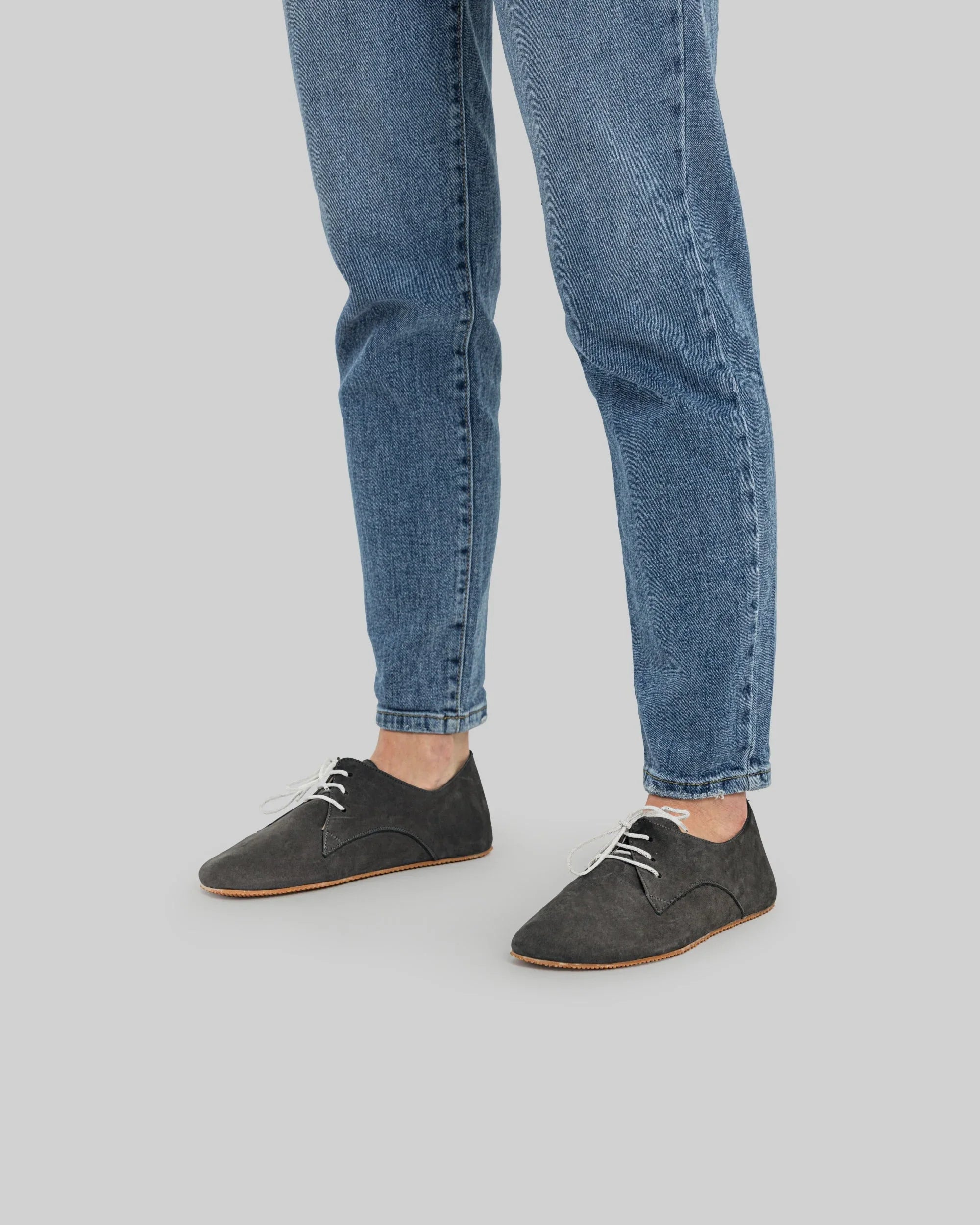 Pair Smoked Oxford Shoes - Barefoot Wide Toe Calf Leather | Bespoky