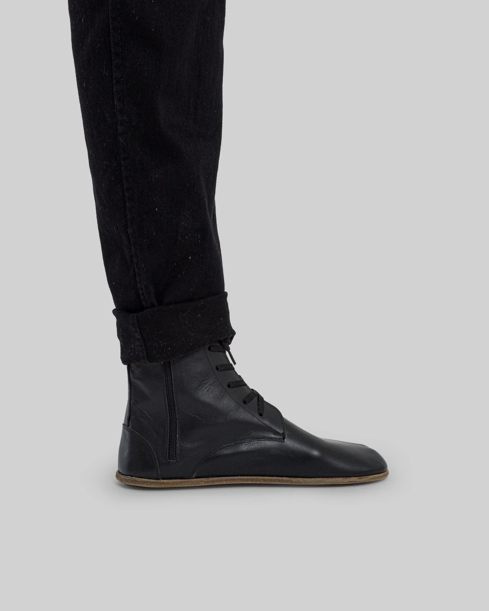 Pair Black Barefoot Boot - Barefoot Wide Toe Calf Leather | Bespoky
