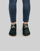 Pair Dark Green Ankle Boots - Barefoot Wide Toe Calf Leather | Bespoky
