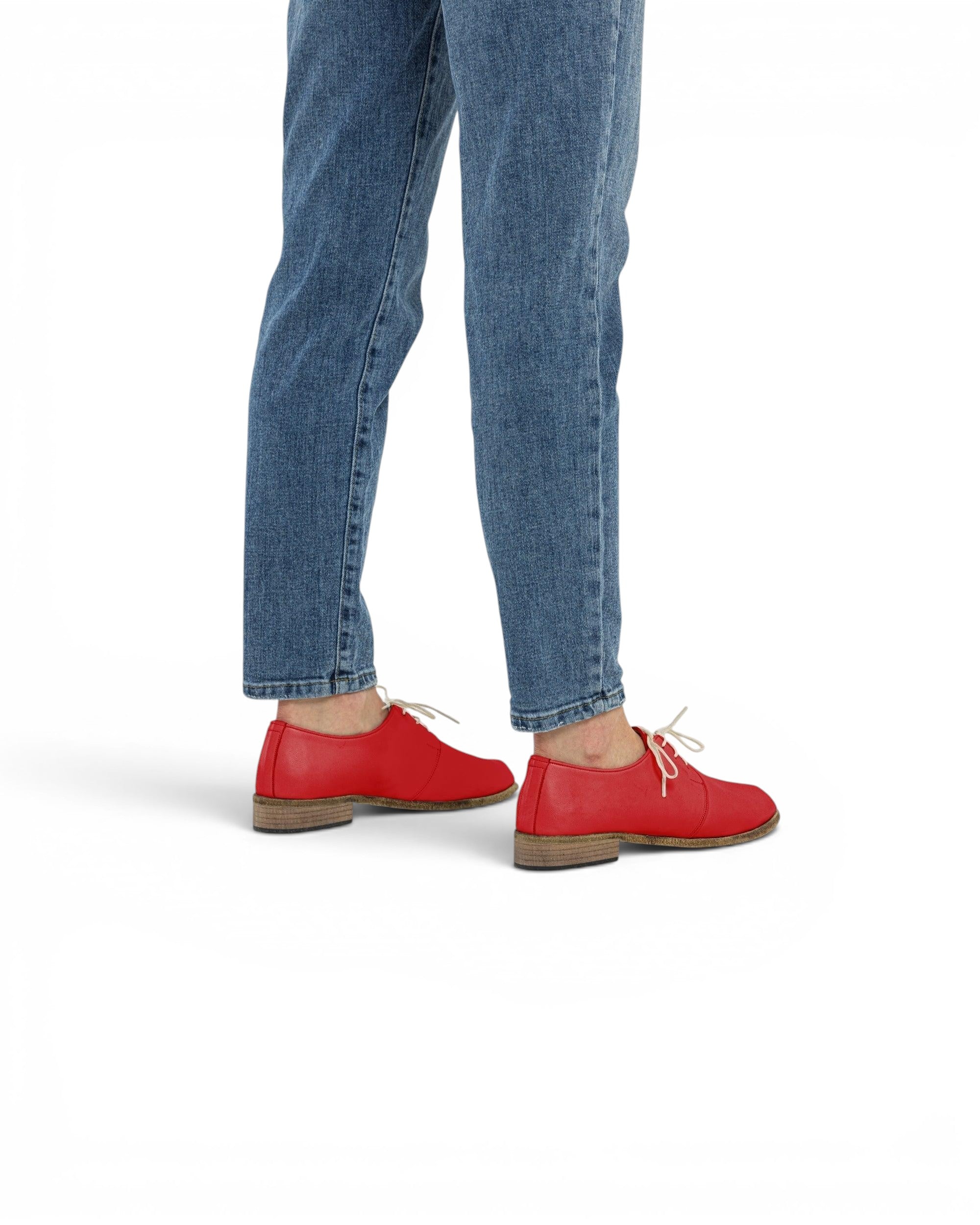 Detail Red Pointed Toe Oxford - Handcrafted Calf Leather Turkey | Bespoky