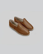 Women's Dark Tan Yemeni Shoes - Handcrafted Calf Leather Wide Toe Box | Bespoky
