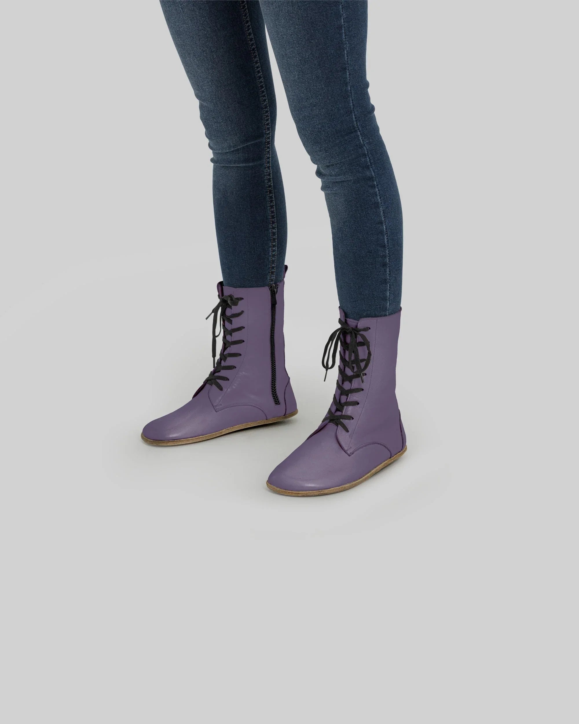 Women's Purple Barefoot Boot - Handcrafted Calf Leather Wide Toe Box | Bespoky