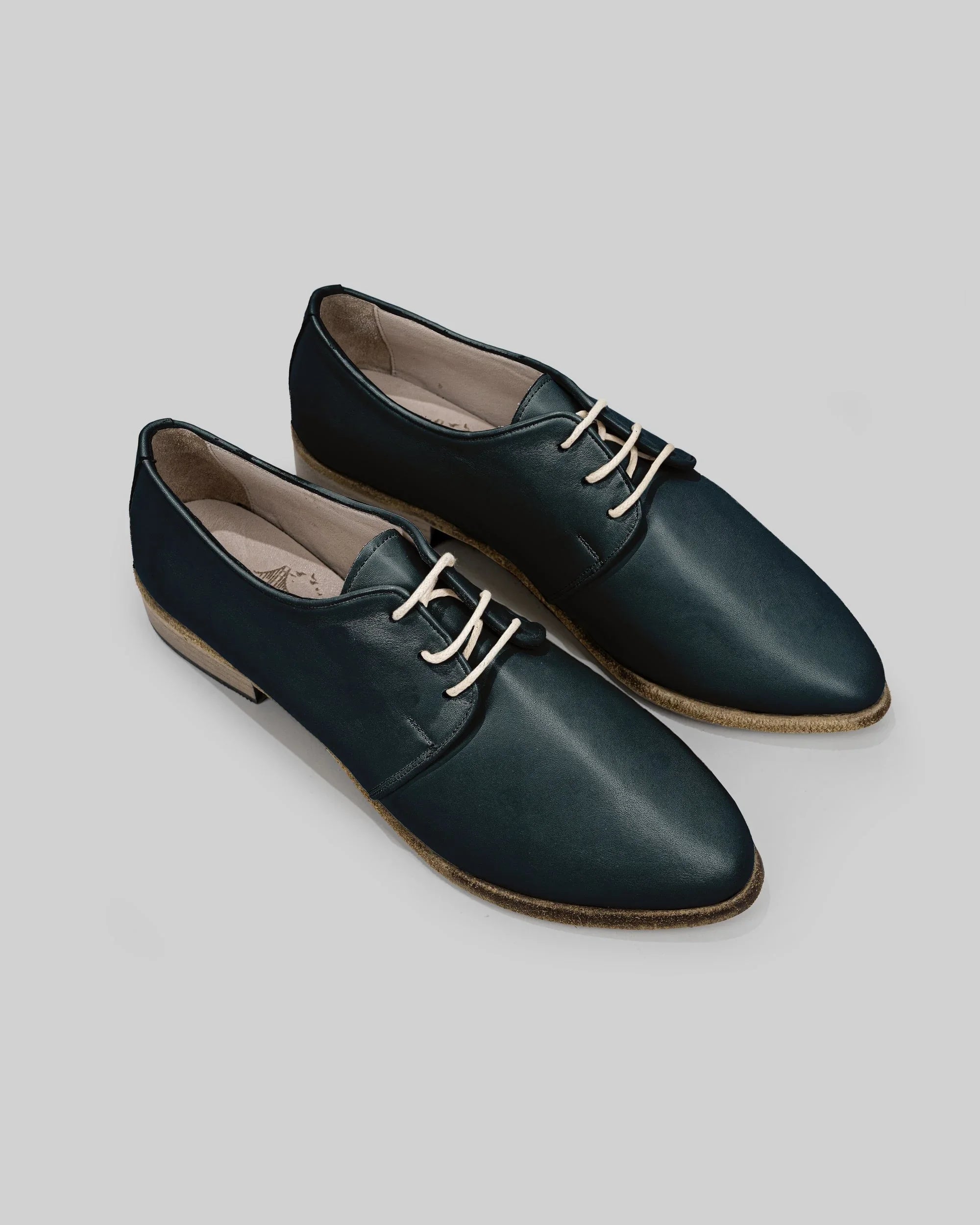 Pointed Oxford Shoes Women Dark Green | Calf Leather Wide