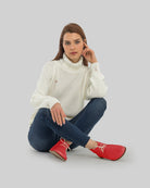 Sole detail Red Ankle Boots - Zero Drop Calf Leather | Bespoky