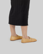 Close-up calf leather - Melon Yellow Barefoot Shoes Detail | Bespoky