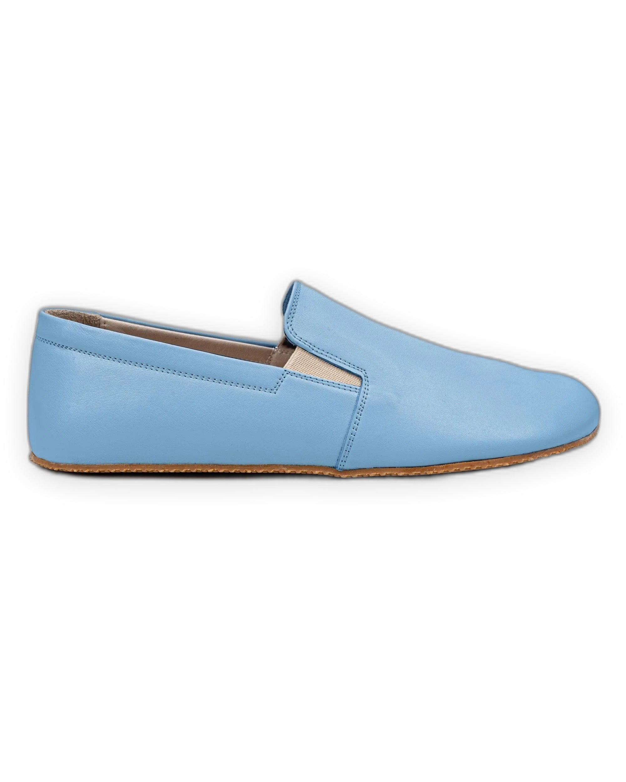 Side view Baby Blue Barefoot Shoes - Calf Leather Zero Drop | Bespoky