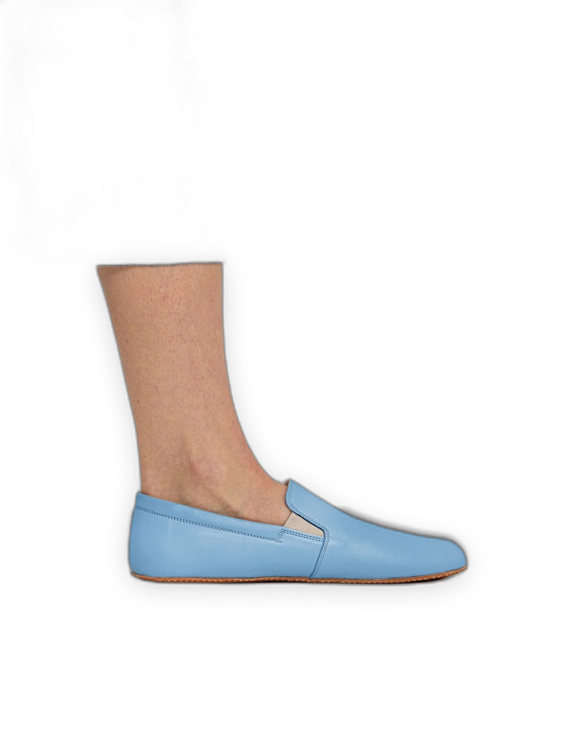 Back view Baby Blue Barefoot Shoes - Calf Leather Handcrafted | Bespoky