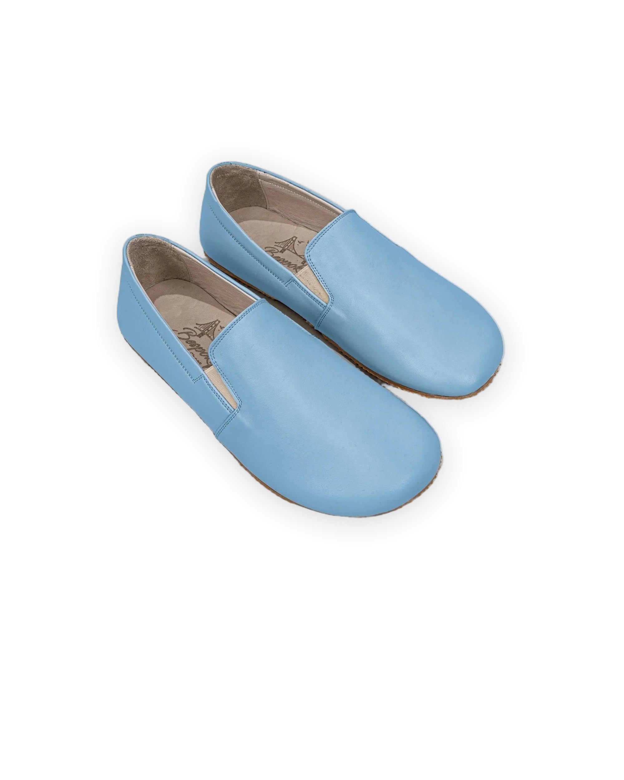 Men's Baby Blue Barefoot Shoes - Handcrafted Calf Leather Wide Toe Box | Bespoky