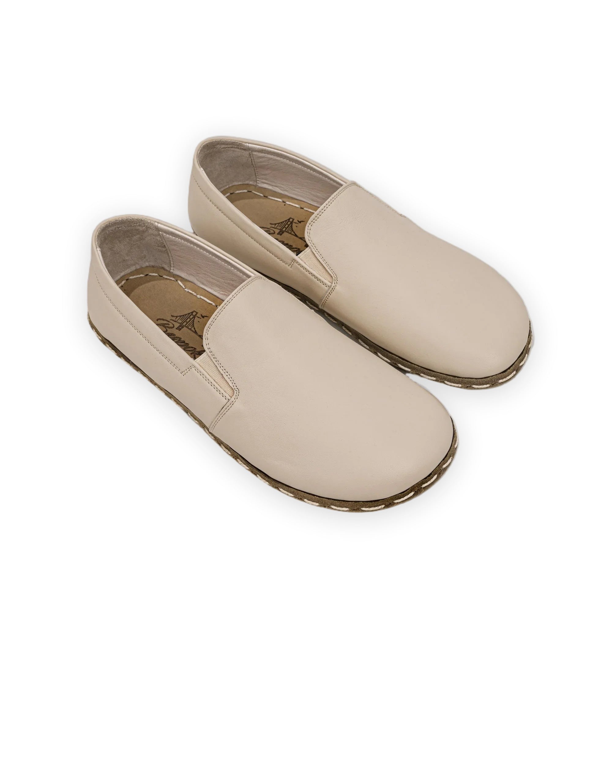 Men's Beige Barefoot Shoes - Handcrafted Calf Leather Wide Toe Box | Bespoky