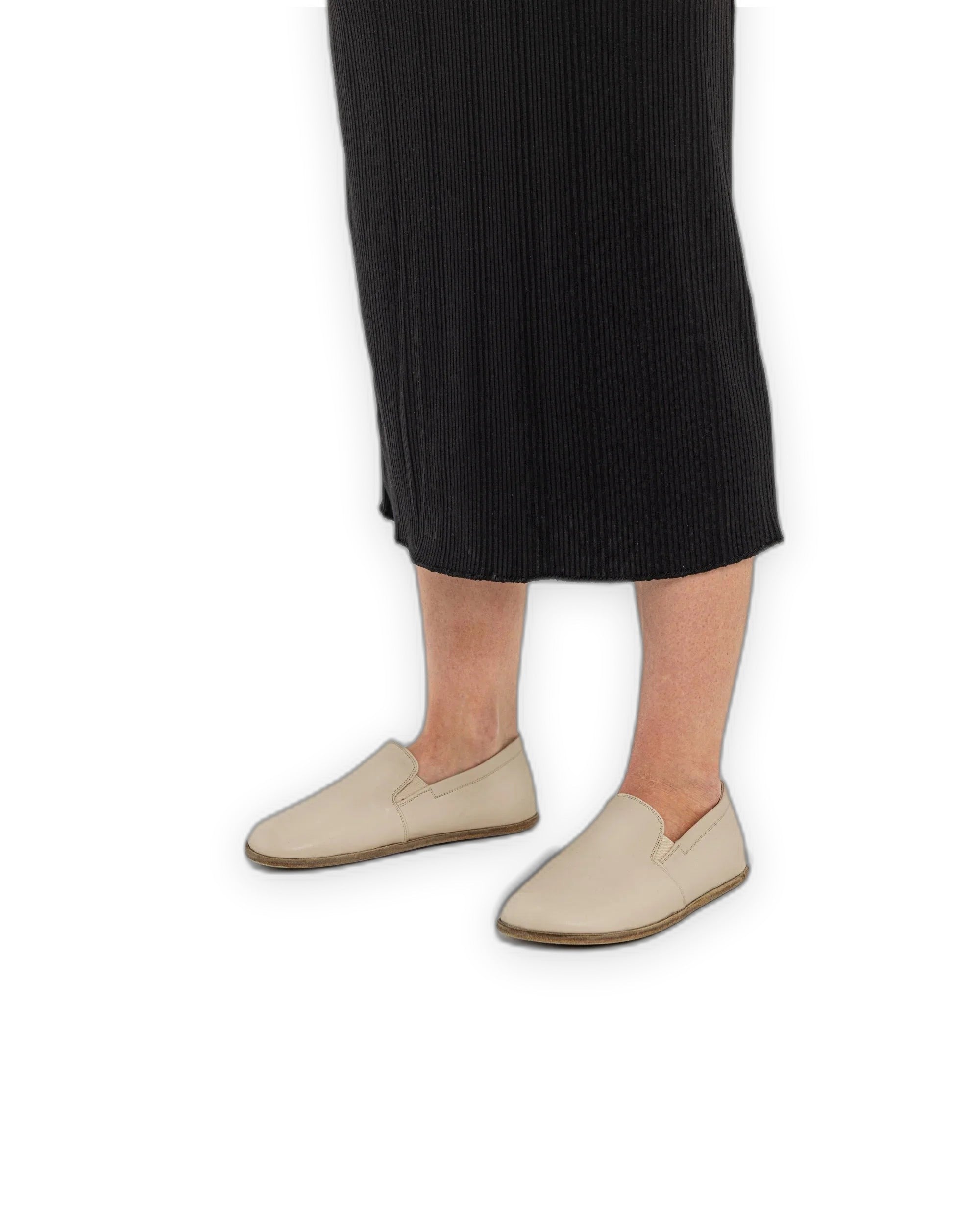 Close-up calf leather - Beige Barefoot Shoes Detail | Bespoky