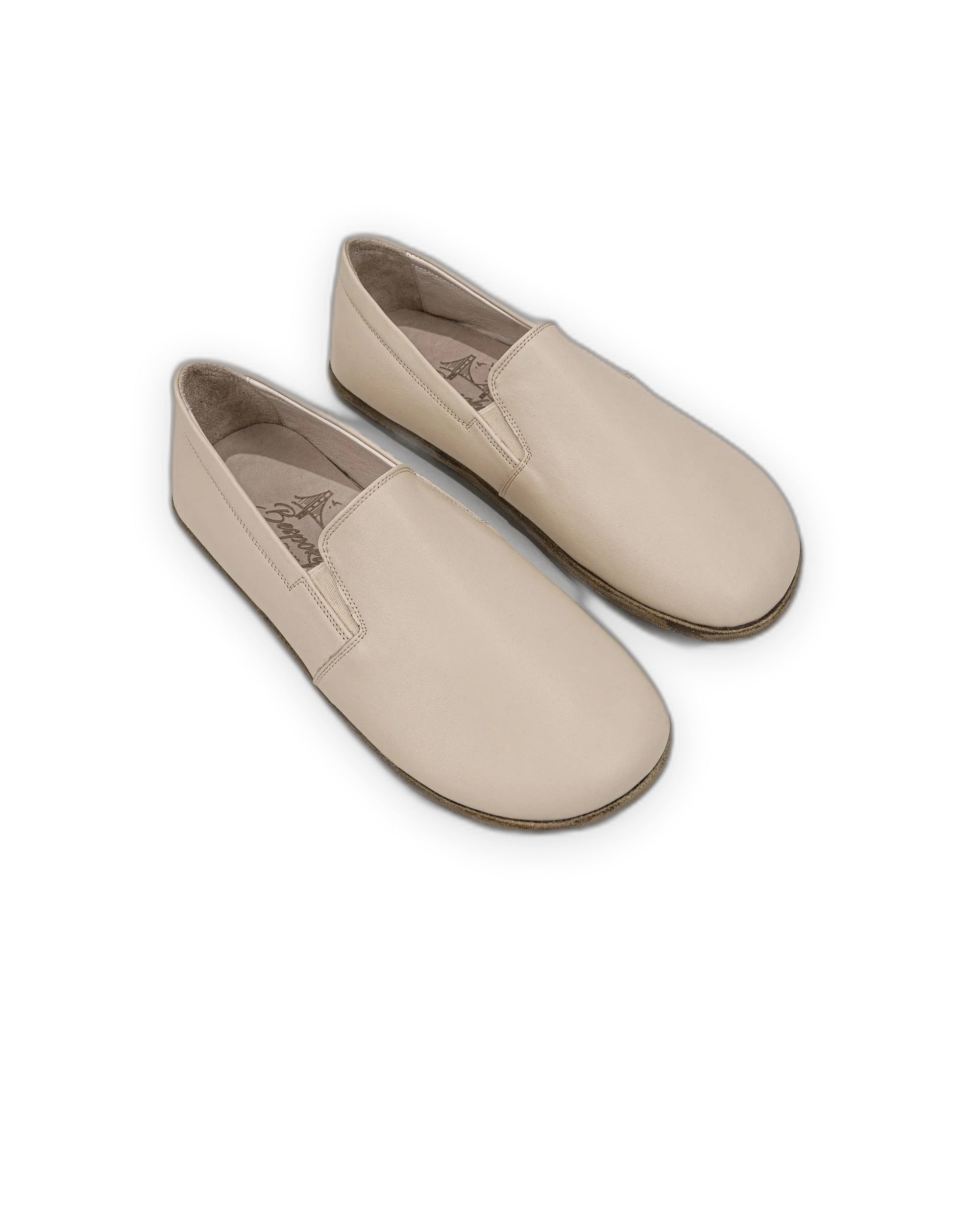 Men's Beige Barefoot Shoes - Handcrafted Calf Leather Wide Toe Box | Bespoky