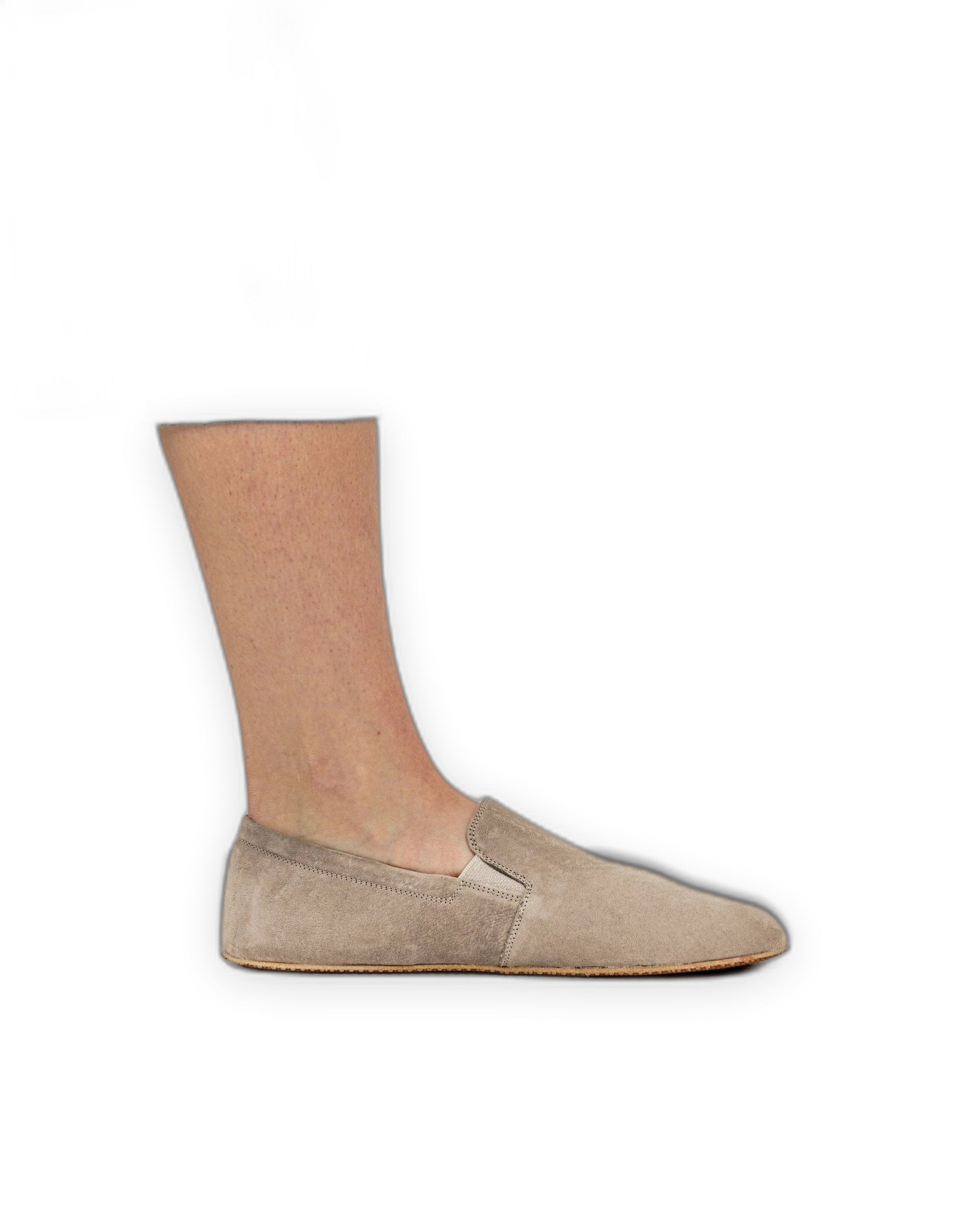 Back view Beige Nubuck Barefoot Shoes - Calf Leather Handcrafted | Bespoky