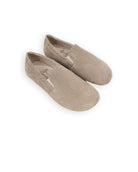 Men's Beige Nubuck Barefoot Shoes - Handcrafted Calf Leather Wide Toe Box | Bespoky