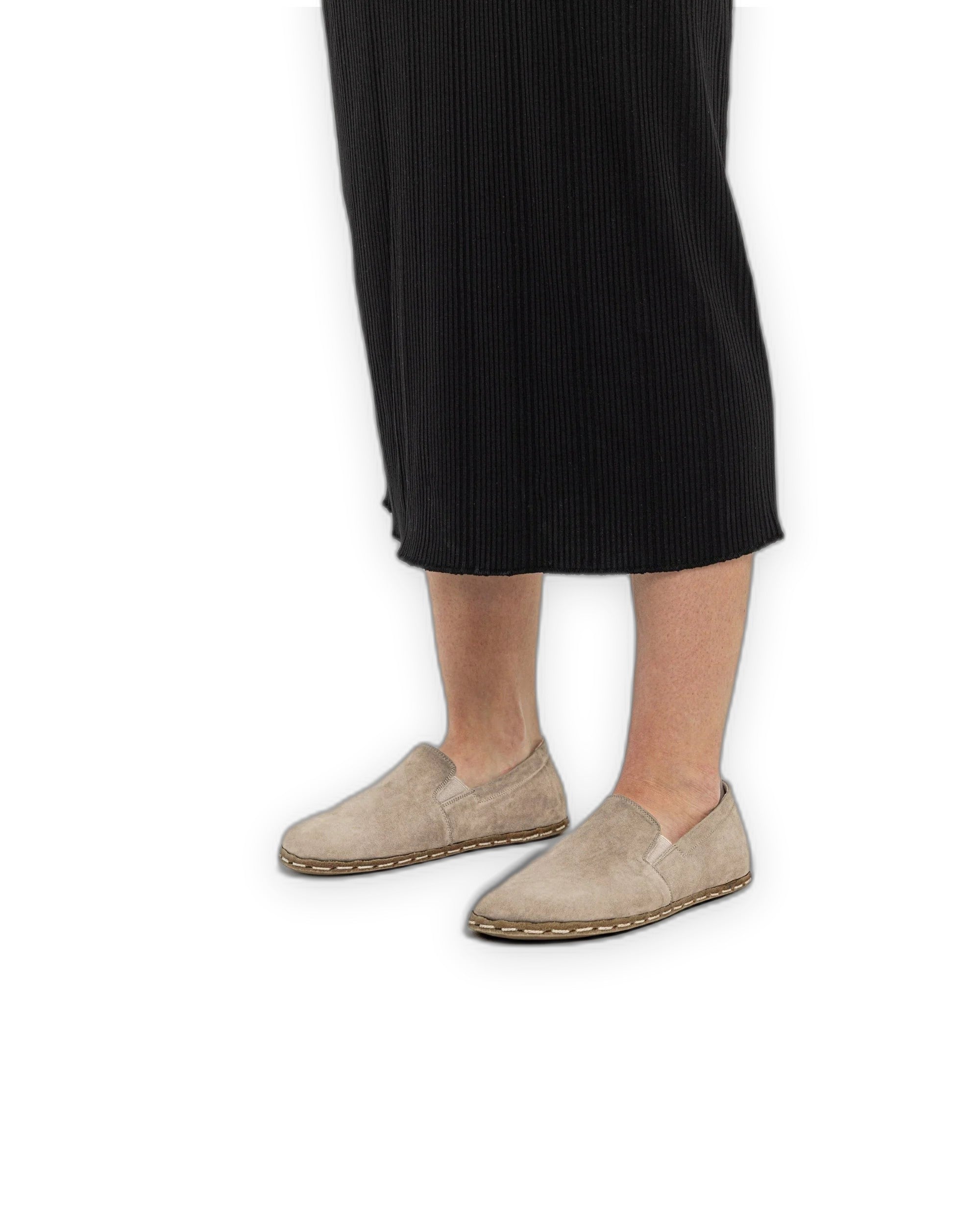Top view Beige Nubuck Barefoot Shoes - Handcrafted Calf Leather | Bespoky