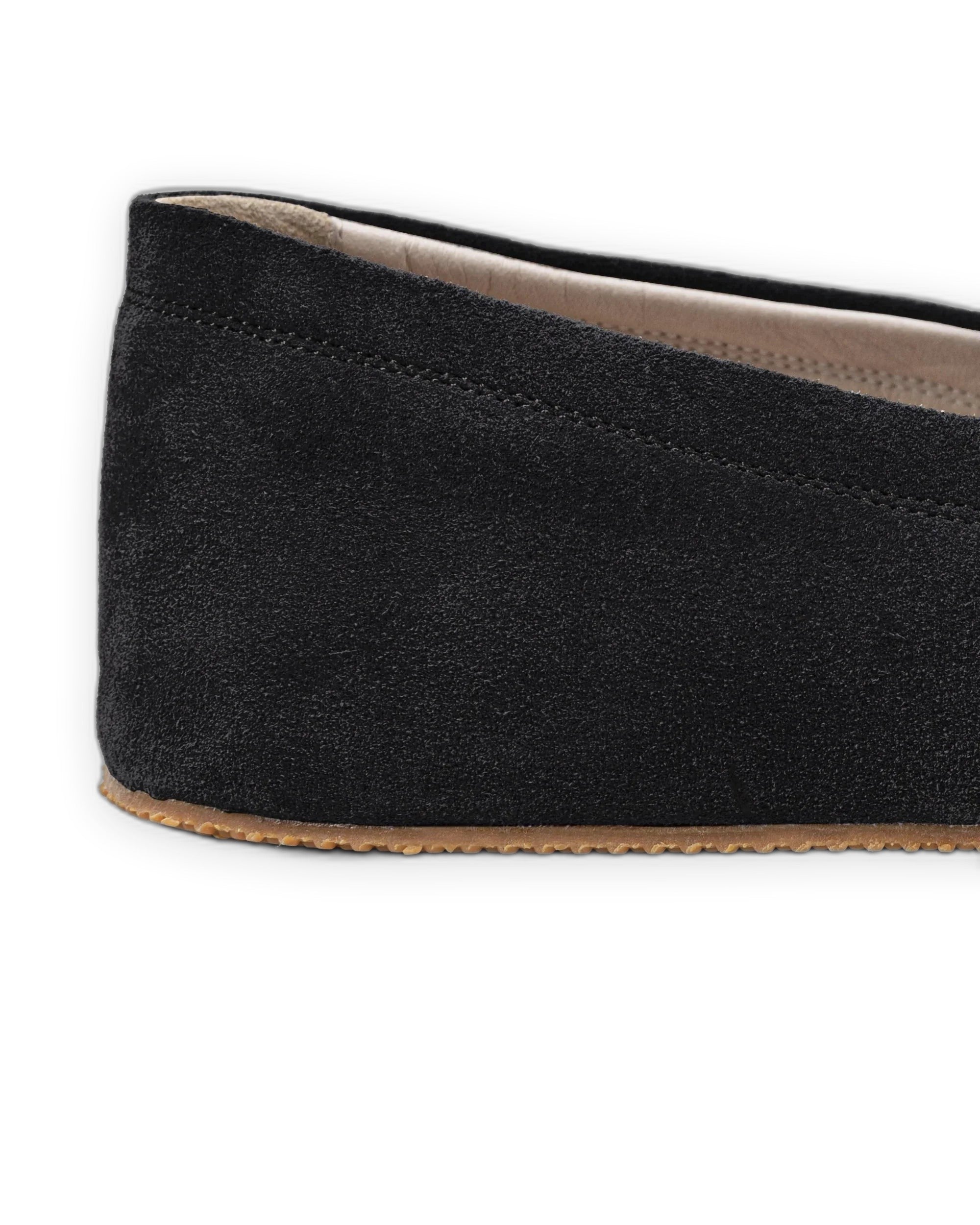 Side view Black Suede Barefoot Shoes - Calf Leather Zero Drop | Bespoky