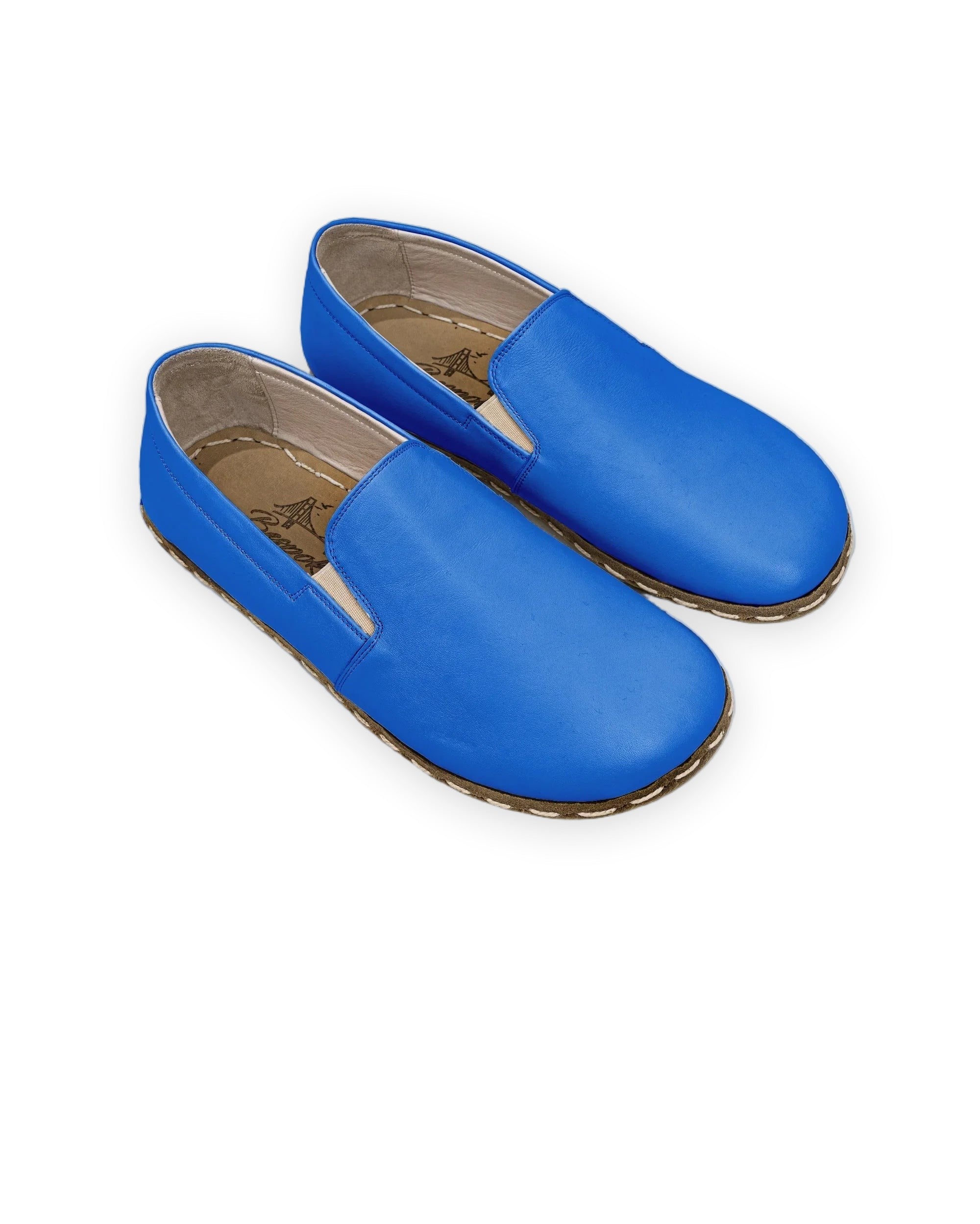 Men's Blue Barefoot Shoes - Handcrafted Calf Leather Wide Toe Box | Bespoky