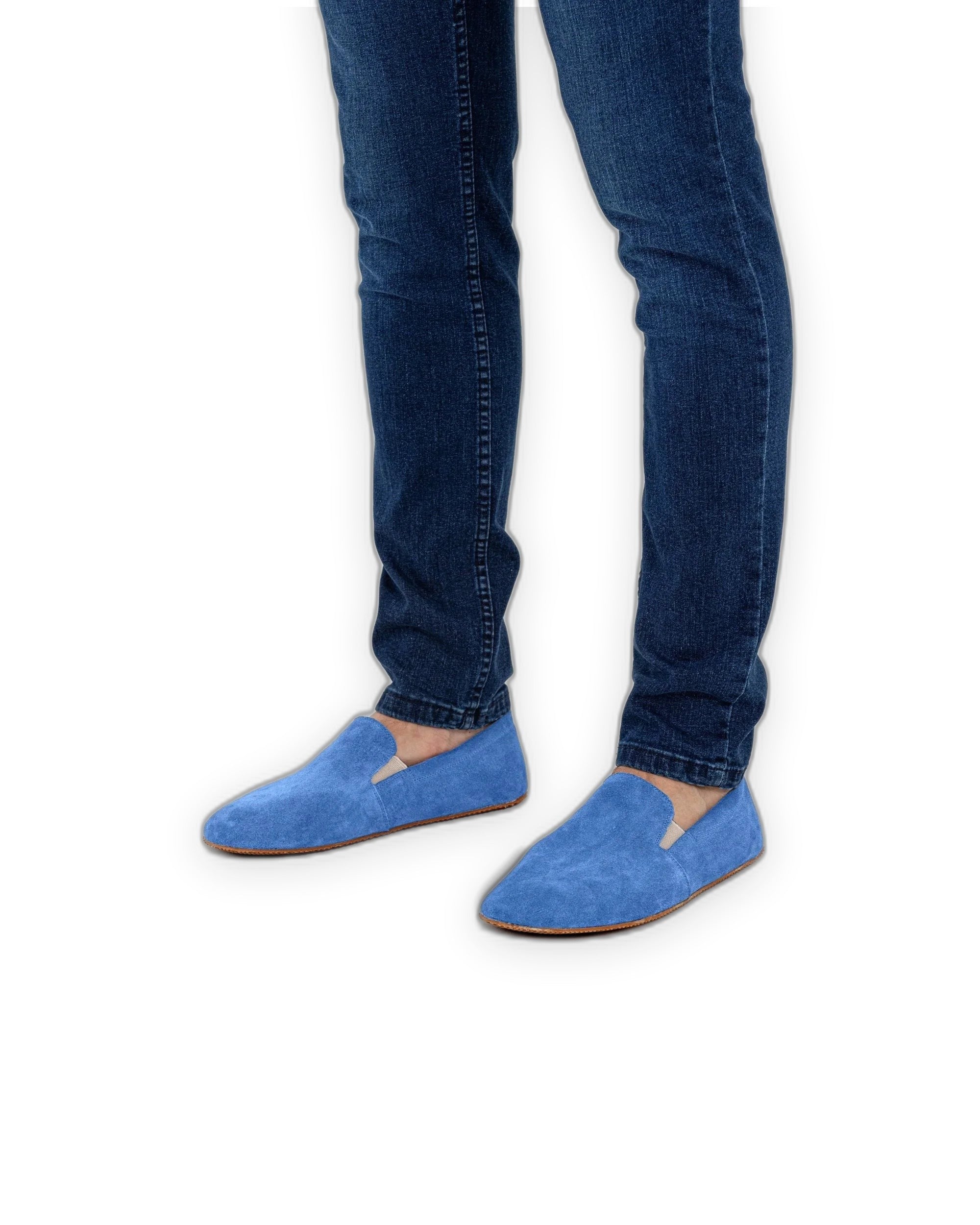 Top view Blue Suede Barefoot Shoes - Handcrafted Calf Leather | Bespoky