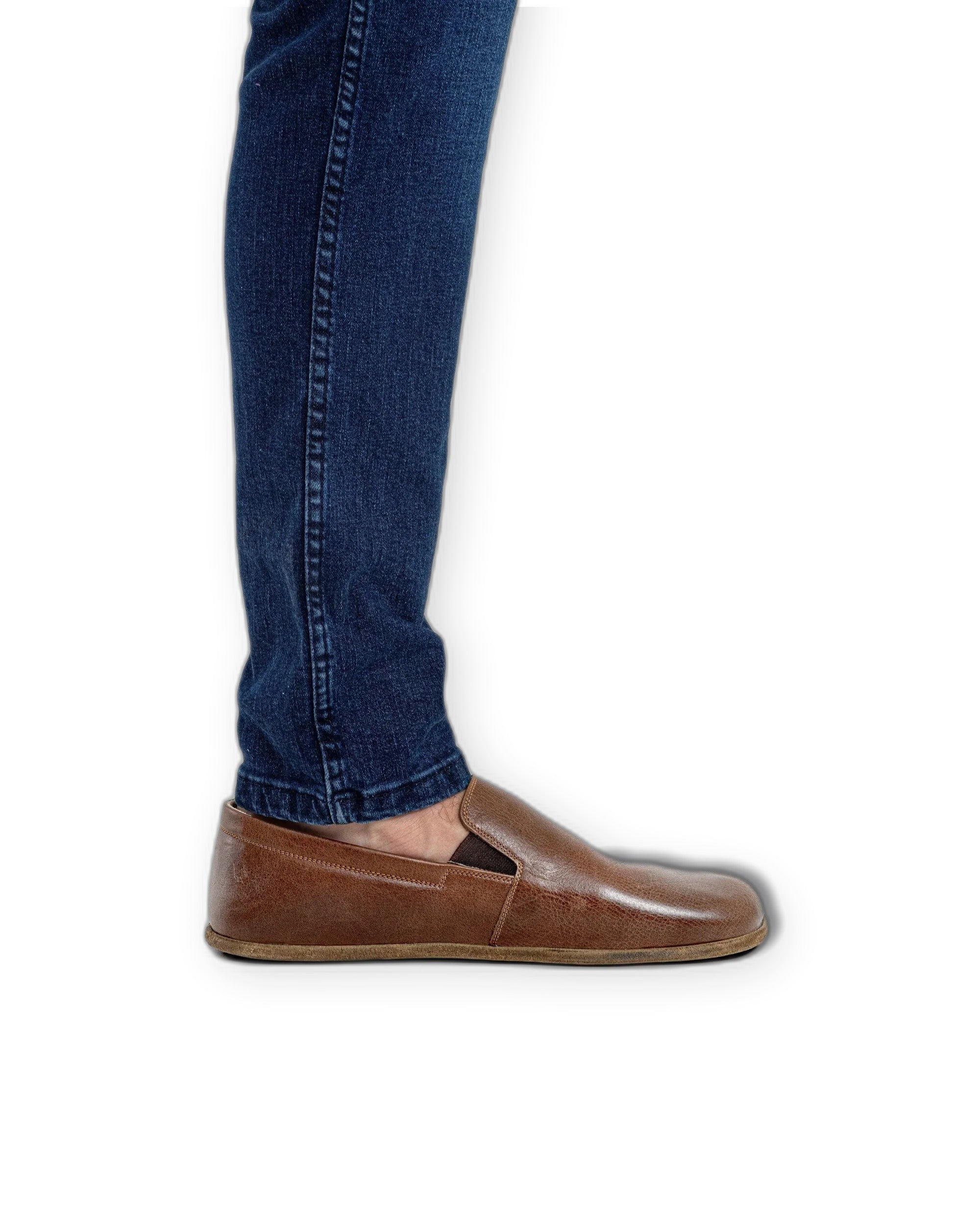 Pair Brown Barefoot Shoes - Barefoot Wide Toe Calf Leather | Bespoky