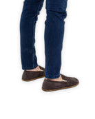 Top view Brown Suede Barefoot Shoes - Handcrafted Calf Leather | Bespoky