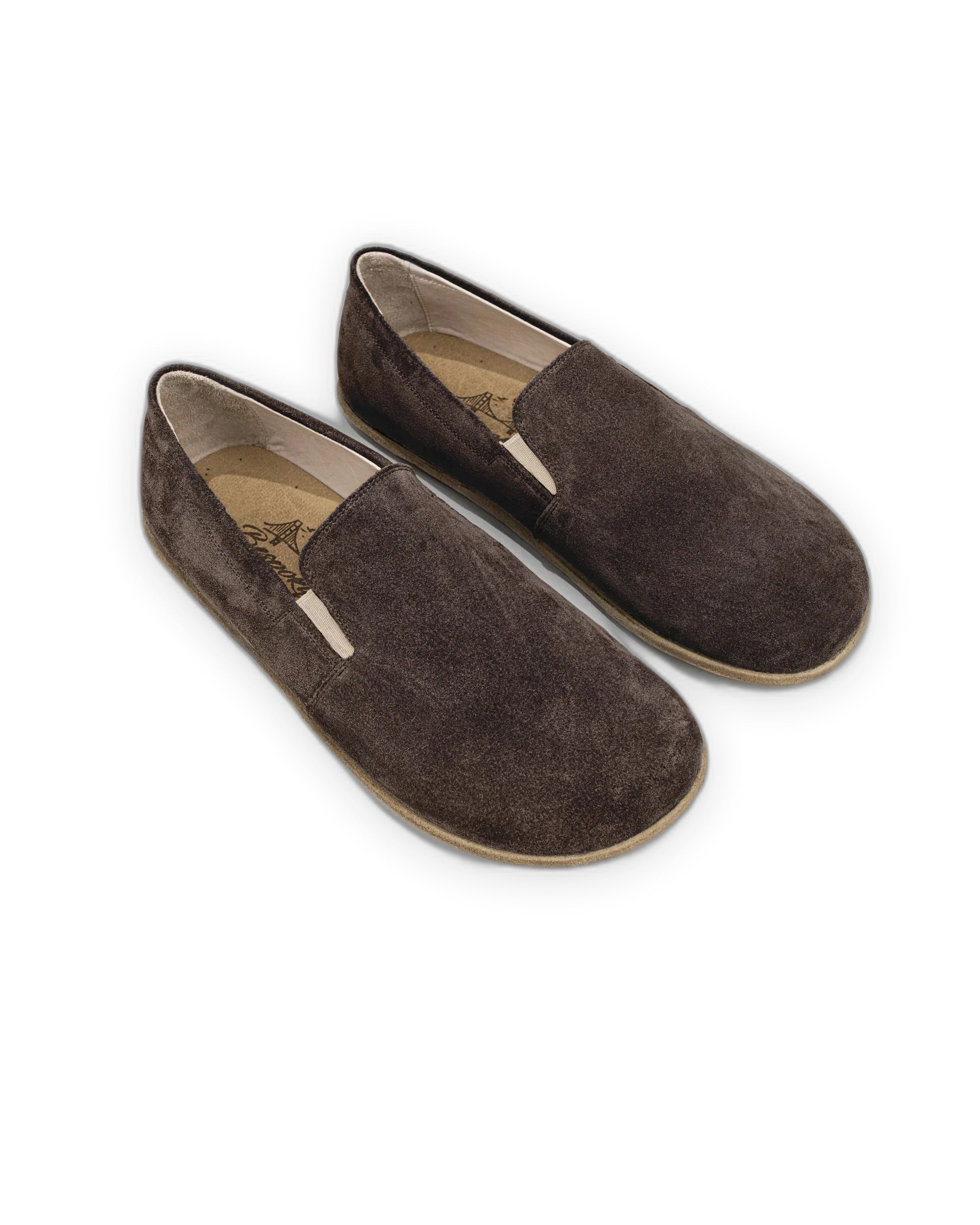 Men's Brown Suede Barefoot Shoes - Handcrafted Calf Leather Wide Toe Box | Bespoky