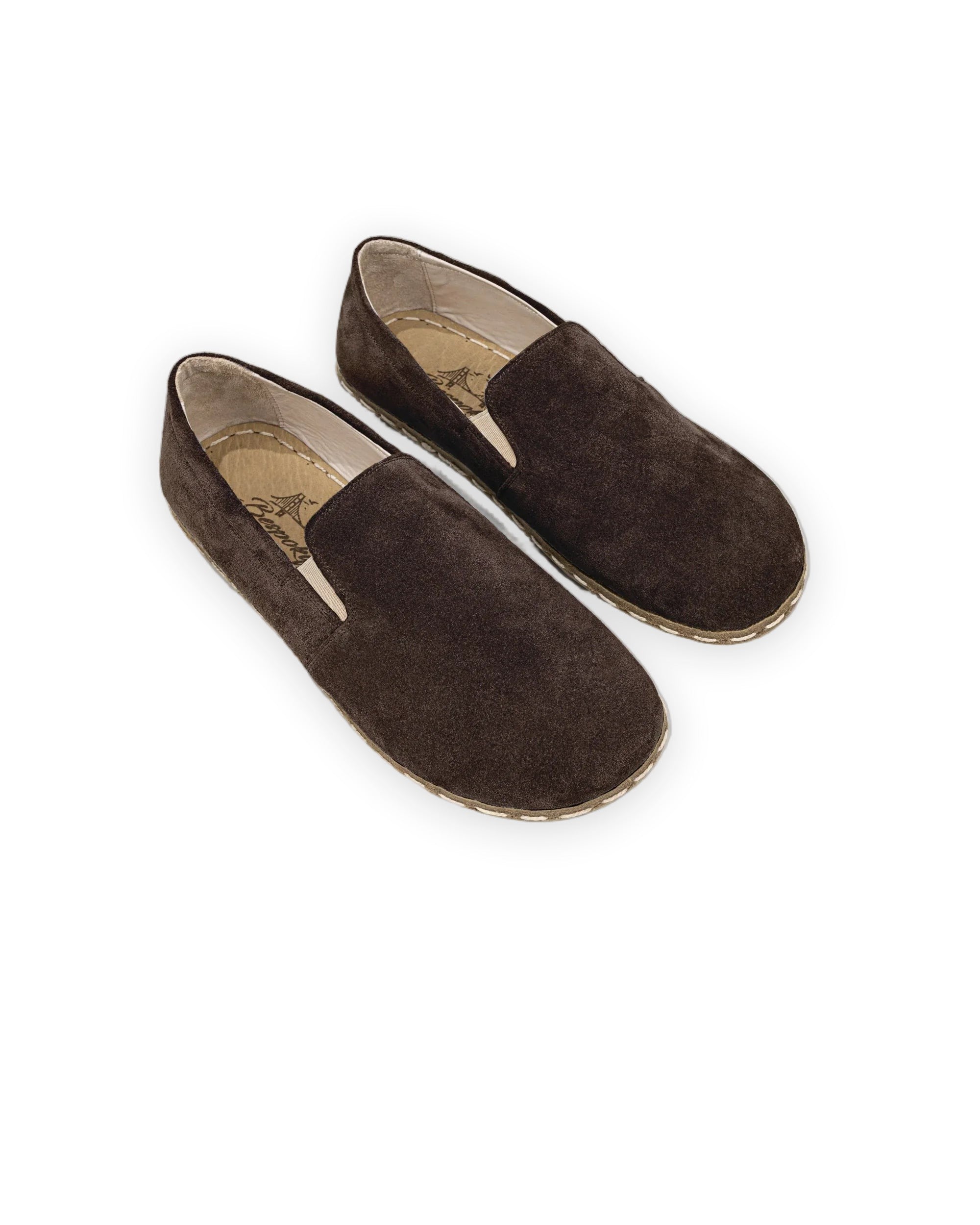 Men's Brown Suede Barefoot Shoes - Handcrafted Calf Leather Wide Toe Box | Bespoky