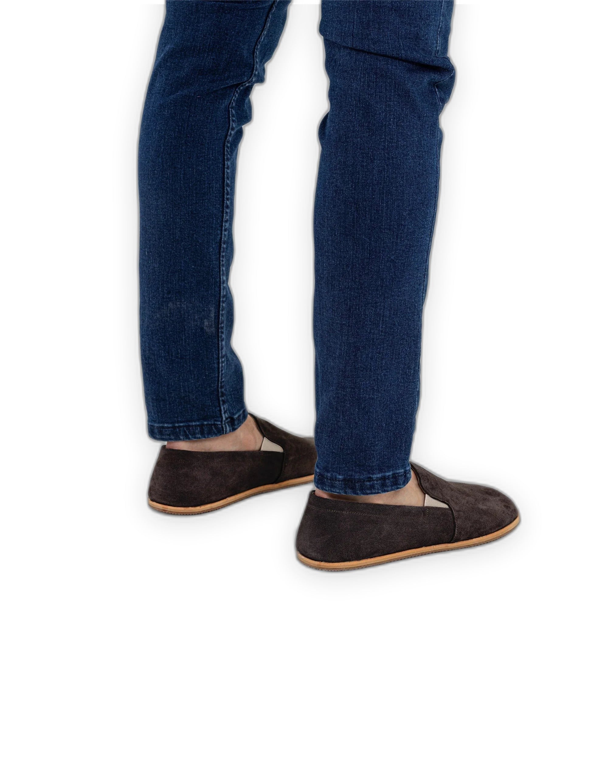 Side view Brown Suede Barefoot Shoes - Calf Leather Zero Drop | Bespoky