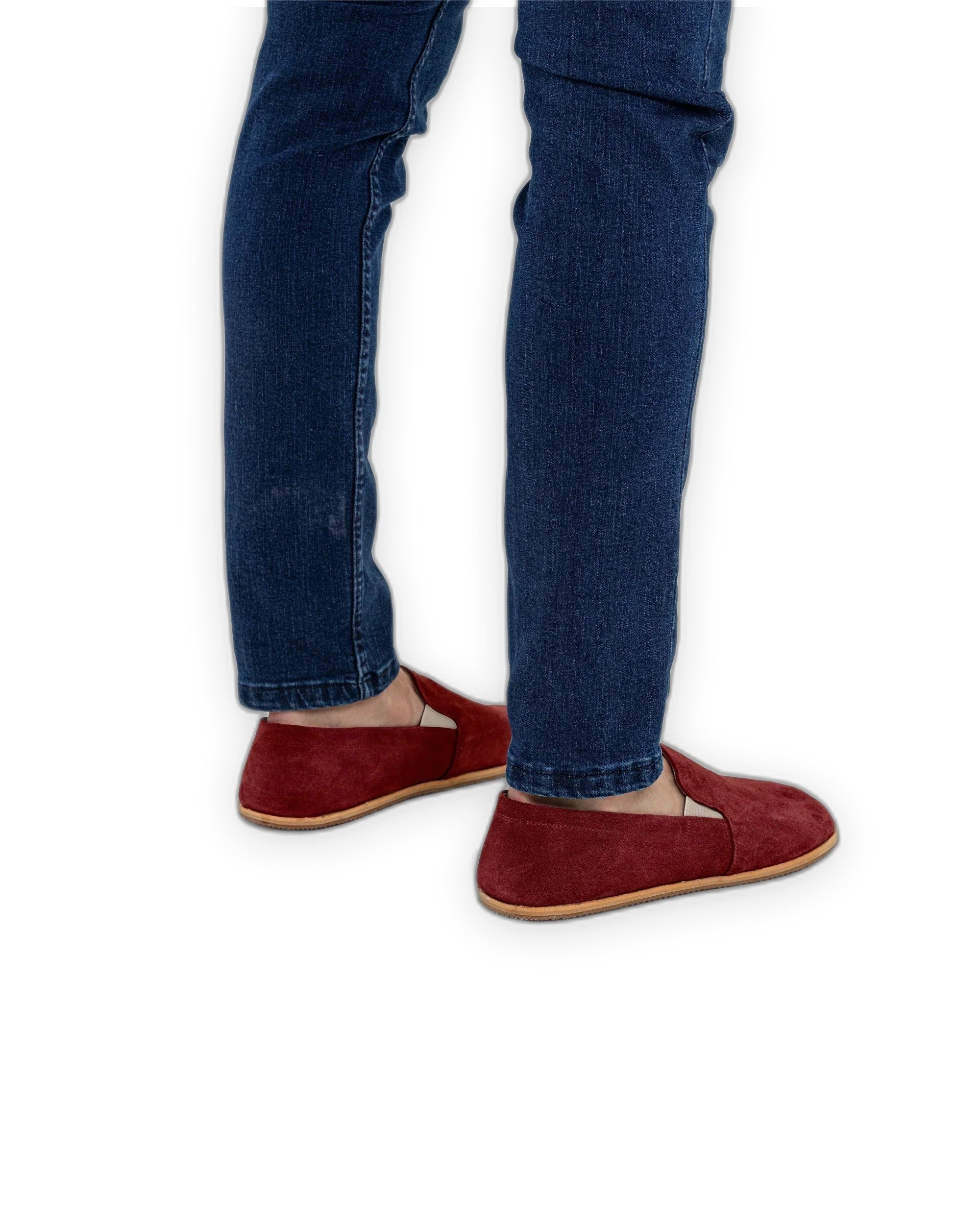 Top view Burgundy Suede Barefoot Shoes - Handcrafted Calf Leather | Bespoky