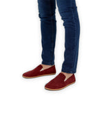 Detail Burgundy Suede Barefoot Shoes - Handcrafted Calf Leather Turkey | Bespoky