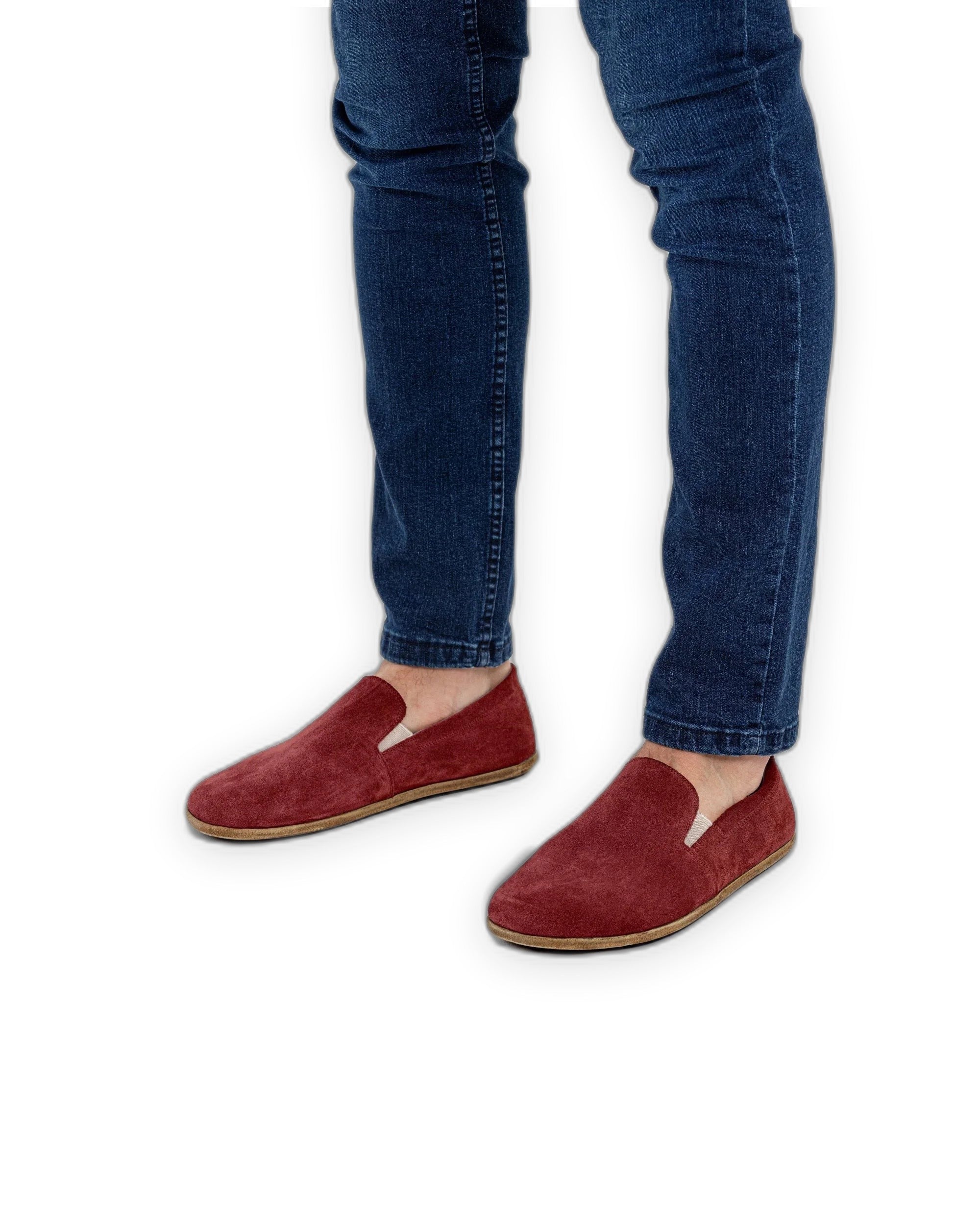 Side view Burgundy Suede Barefoot Shoes - Calf Leather Zero Drop | Bespoky
