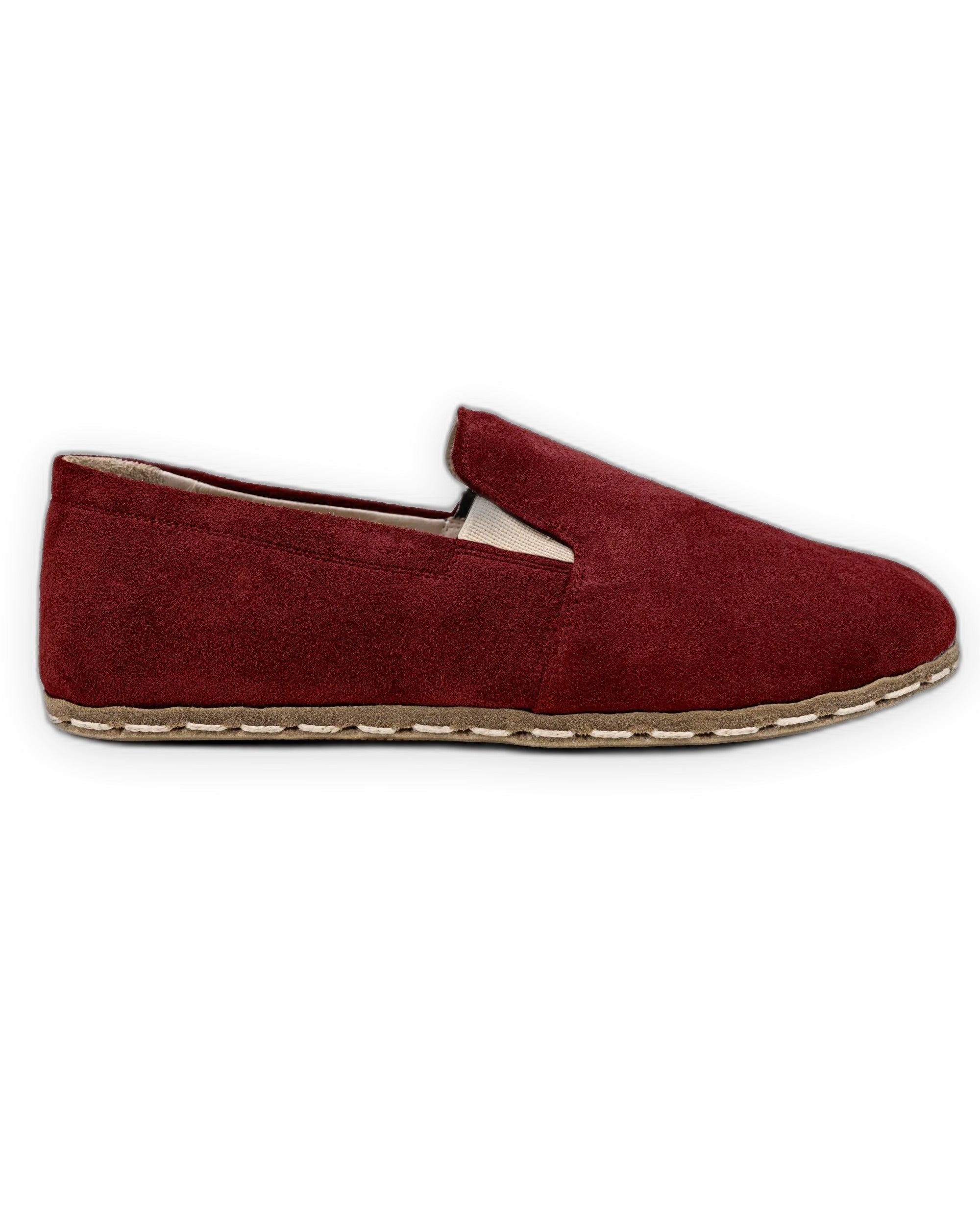 Side view Burgundy Suede Barefoot Shoes - Calf Leather Zero Drop | Bespoky