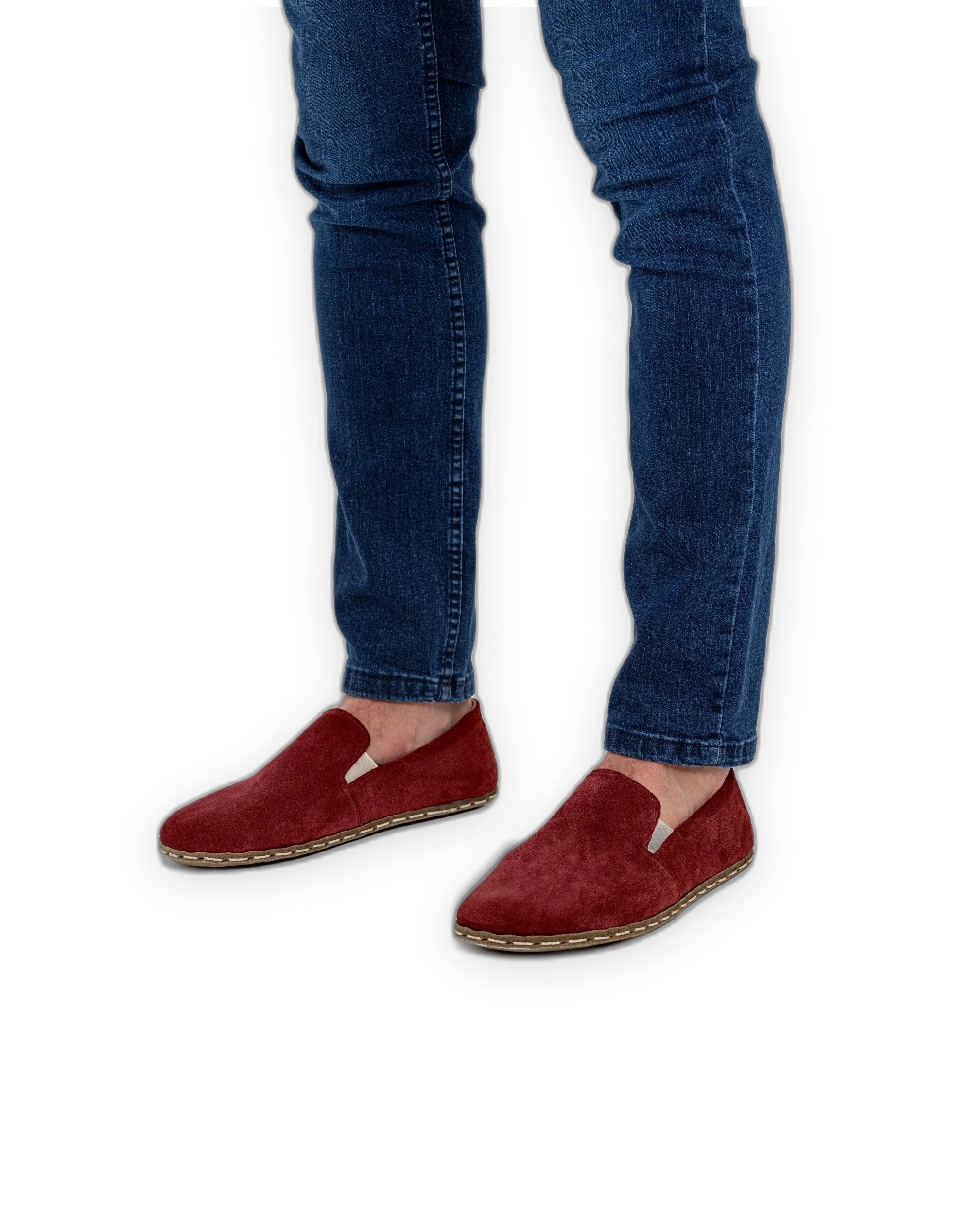 Top view Burgundy Suede Barefoot Shoes - Handcrafted Calf Leather | Bespoky