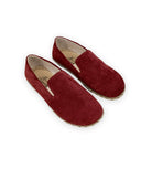 Men's Burgundy Suede Barefoot Shoes - Handcrafted Calf Leather Wide Toe Box | Bespoky