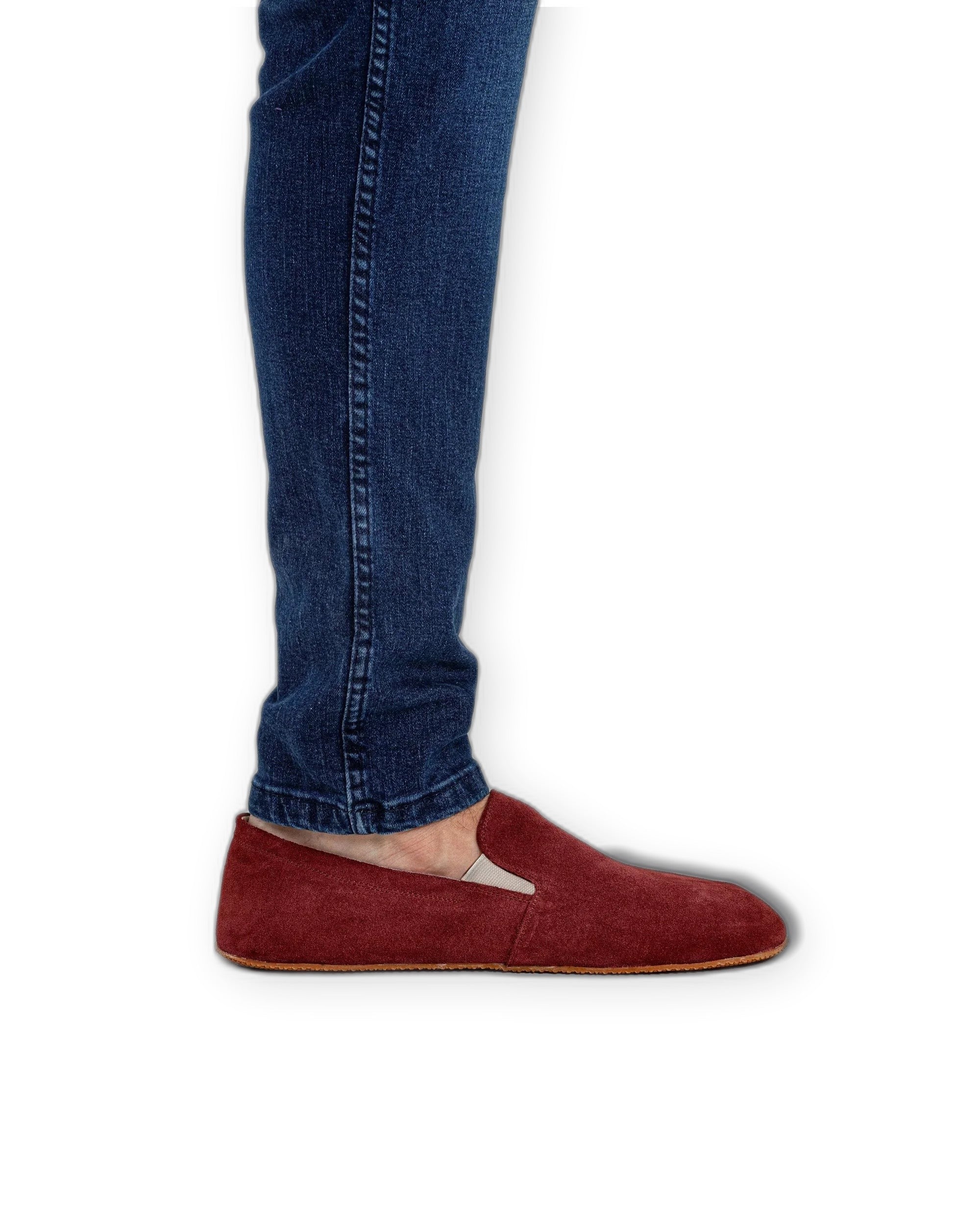 Pair Burgundy Suede Barefoot Shoes - Barefoot Wide Toe Calf Leather | Bespoky