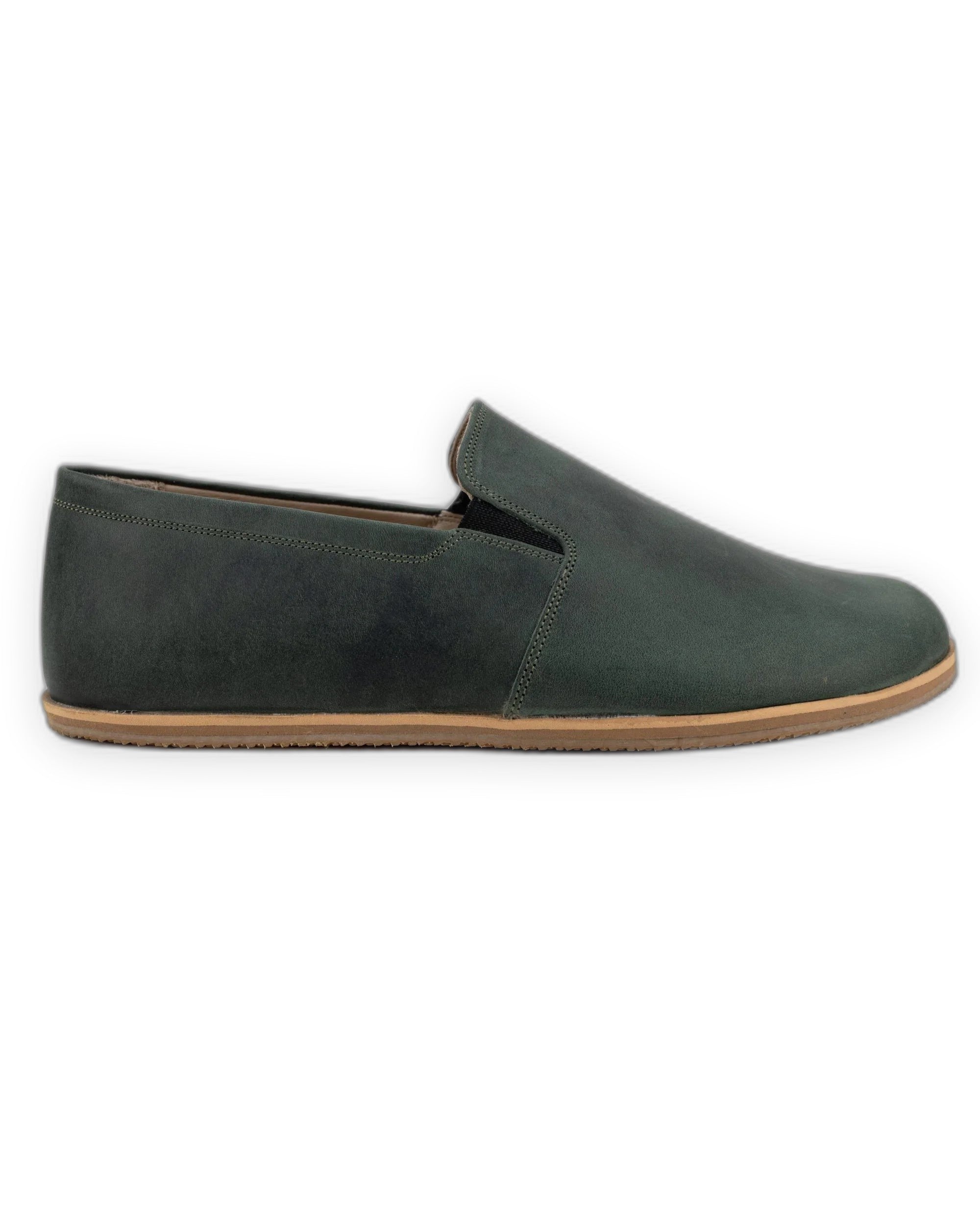 Top view Green Barefoot Shoes - Handcrafted Calf Leather | Bespoky