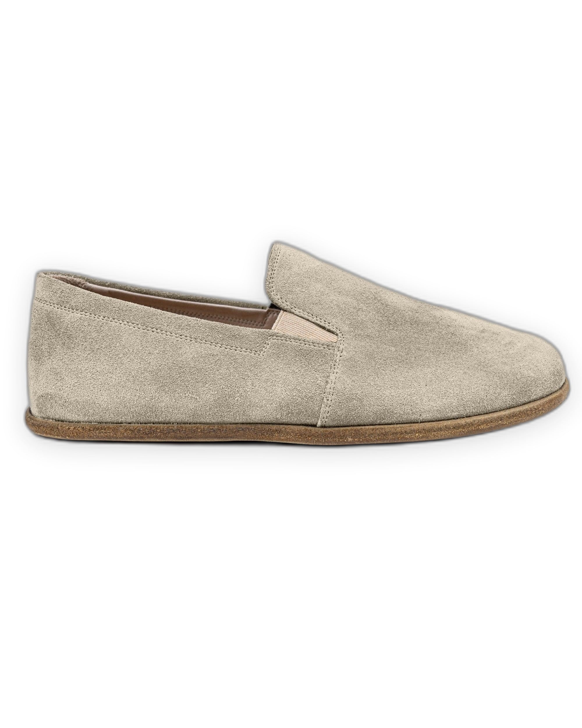 Side view Cream Suede Barefoot Shoes - Calf Leather Zero Drop | Bespoky