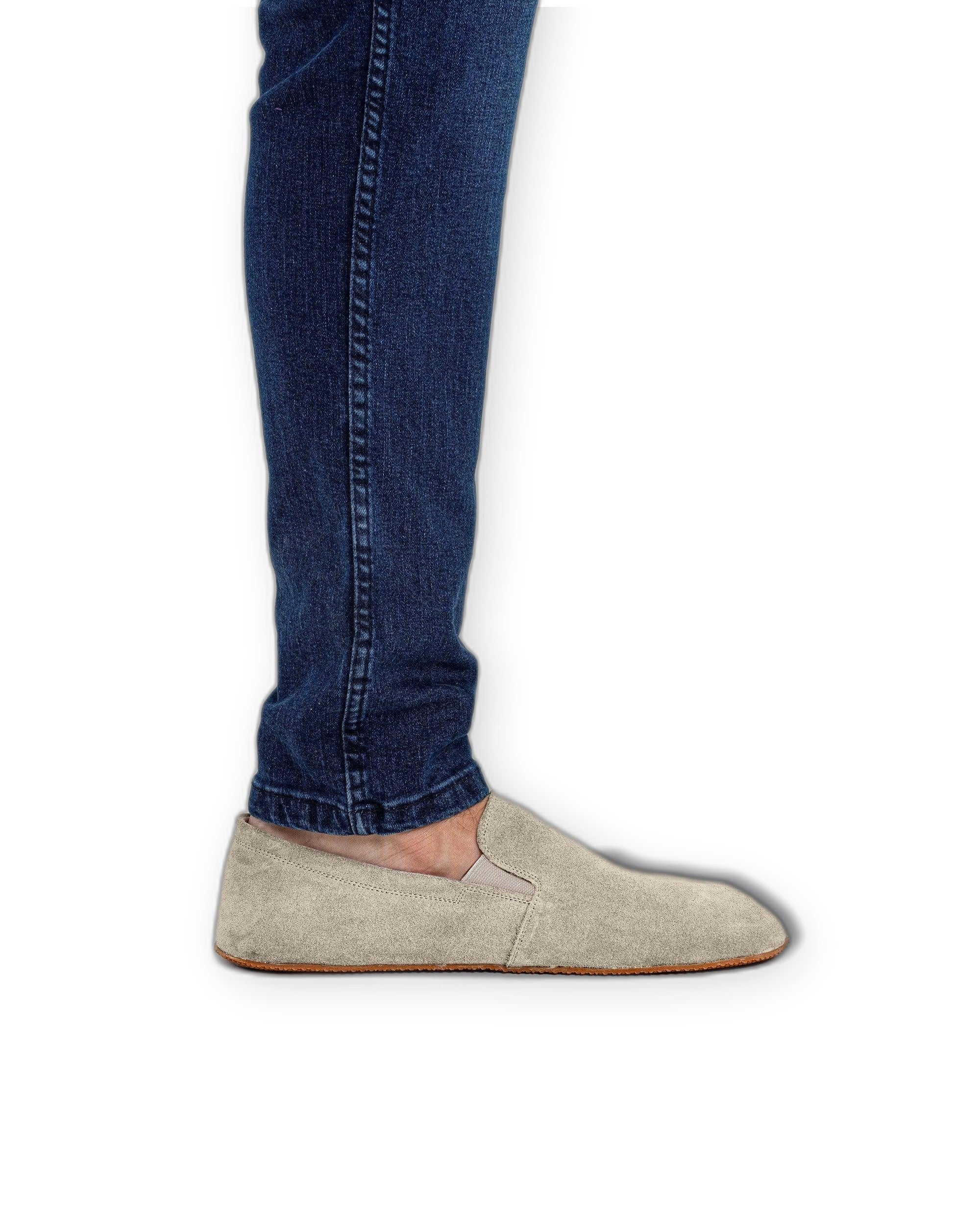 Detail Cream Suede Barefoot Shoes - Handcrafted Calf Leather Turkey | Bespoky