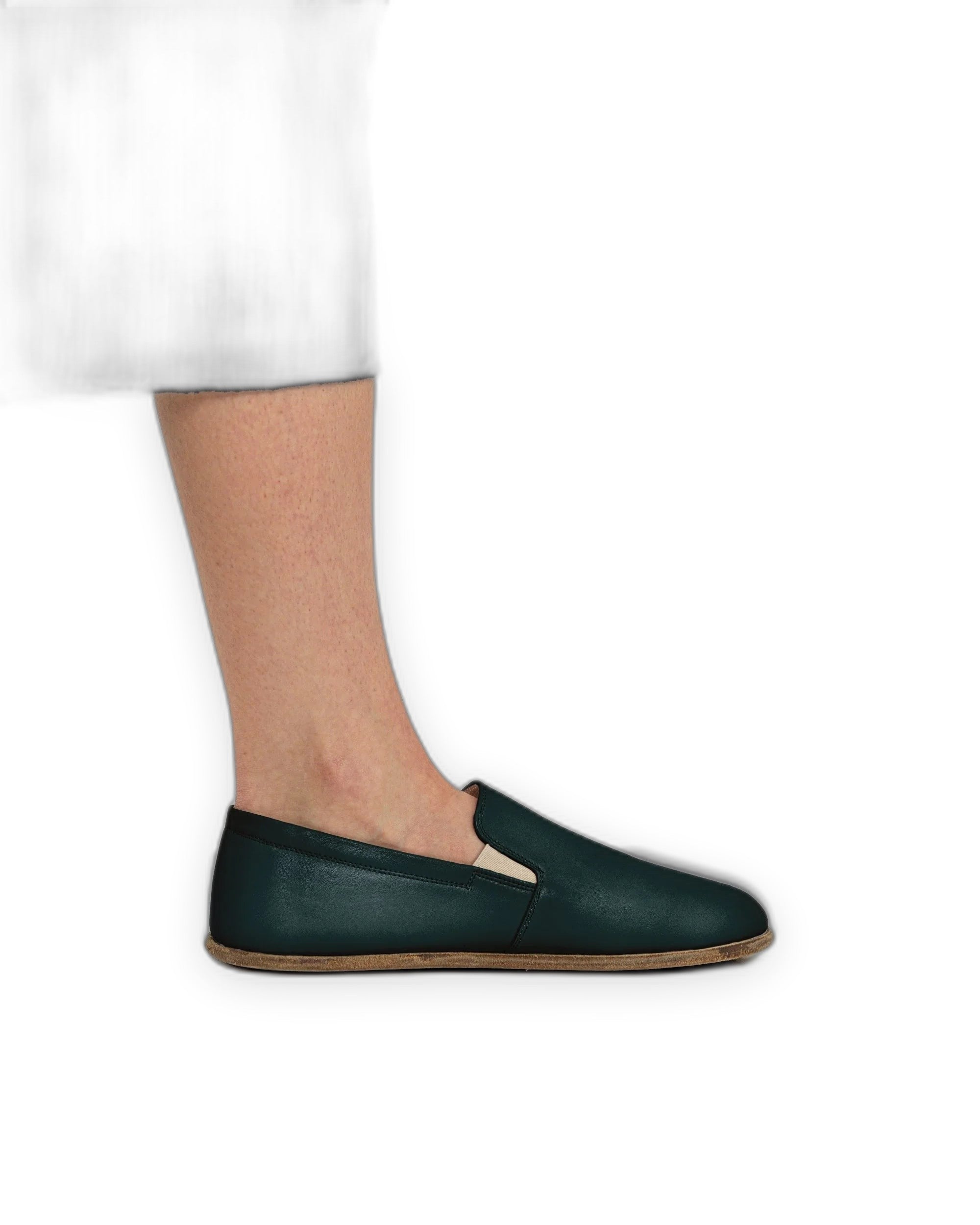 Pair Dark Green Barefoot Shoes - Barefoot Wide Toe Calf Leather | Bespoky