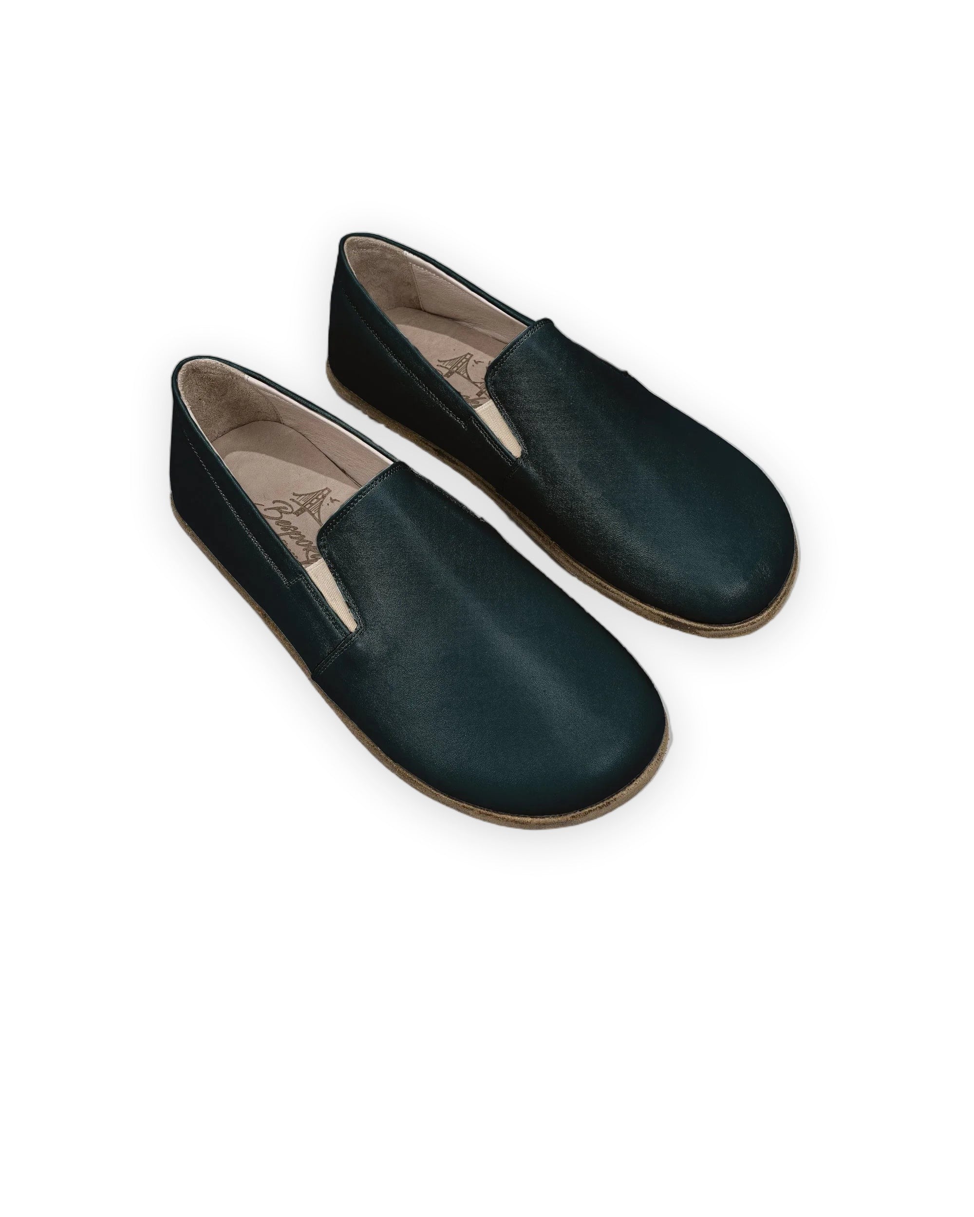 Men's Dark Green Barefoot Shoes - Handcrafted Calf Leather Wide Toe Box | Bespoky