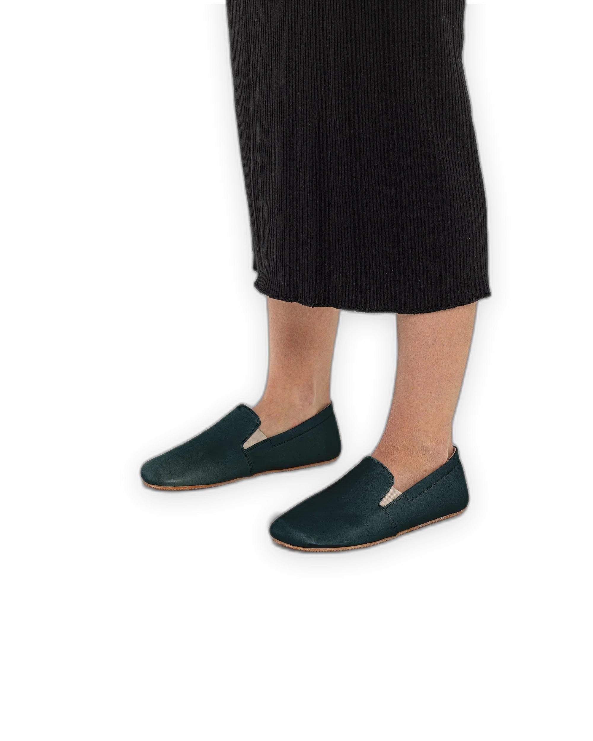 Detail Dark Green Barefoot Shoes - Handcrafted Calf Leather Turkey | Bespoky