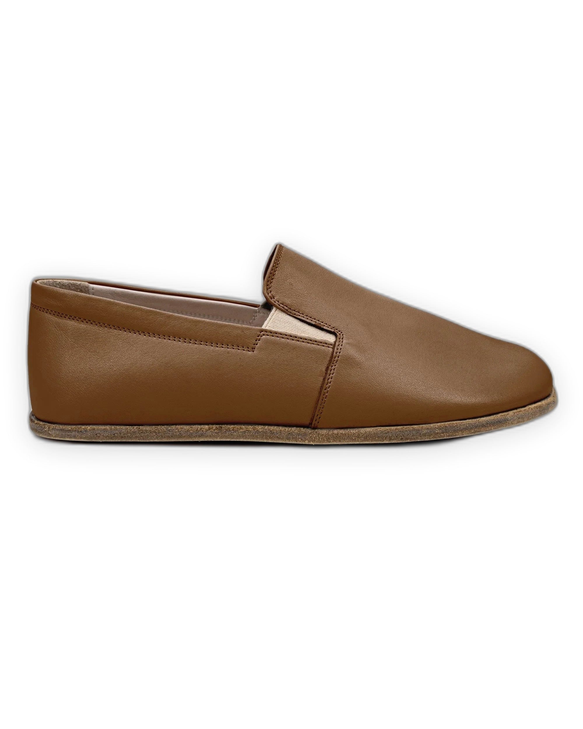 Side view Dark Tan Barefoot Shoes - Calf Leather Zero Drop | Bespoky