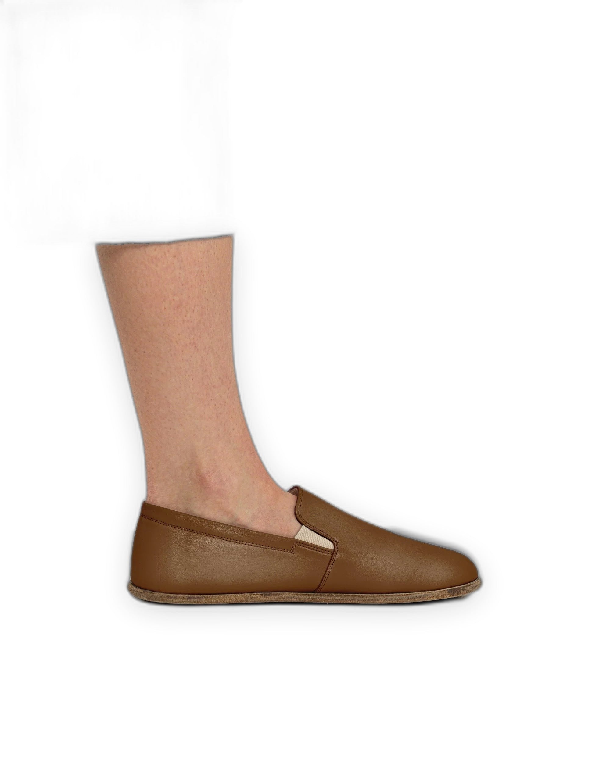 Pair Dark Tan Barefoot Shoes - Barefoot Wide Toe Calf Leather | Bespoky