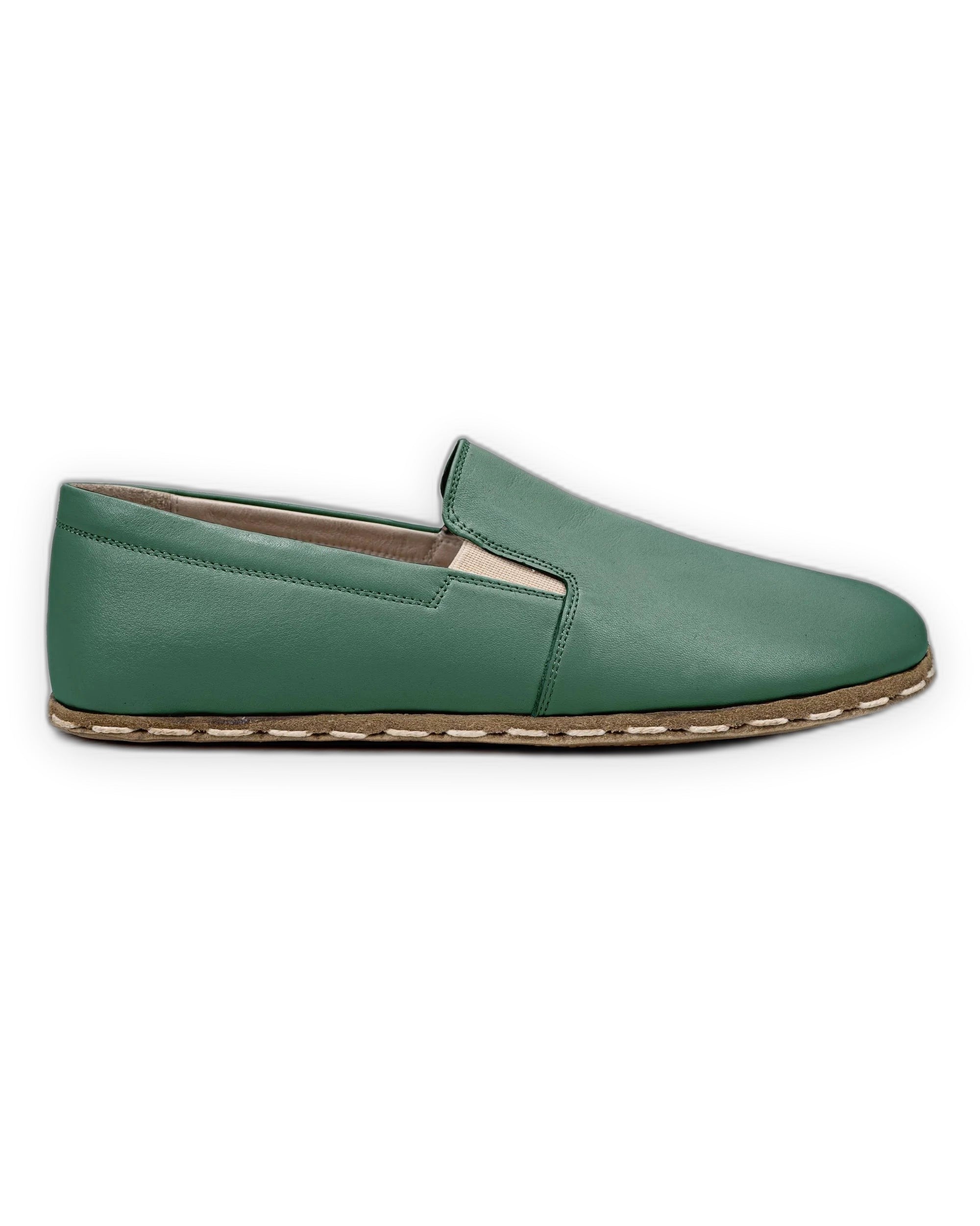 Back view Green Barefoot Shoes - Calf Leather Handcrafted | Bespoky