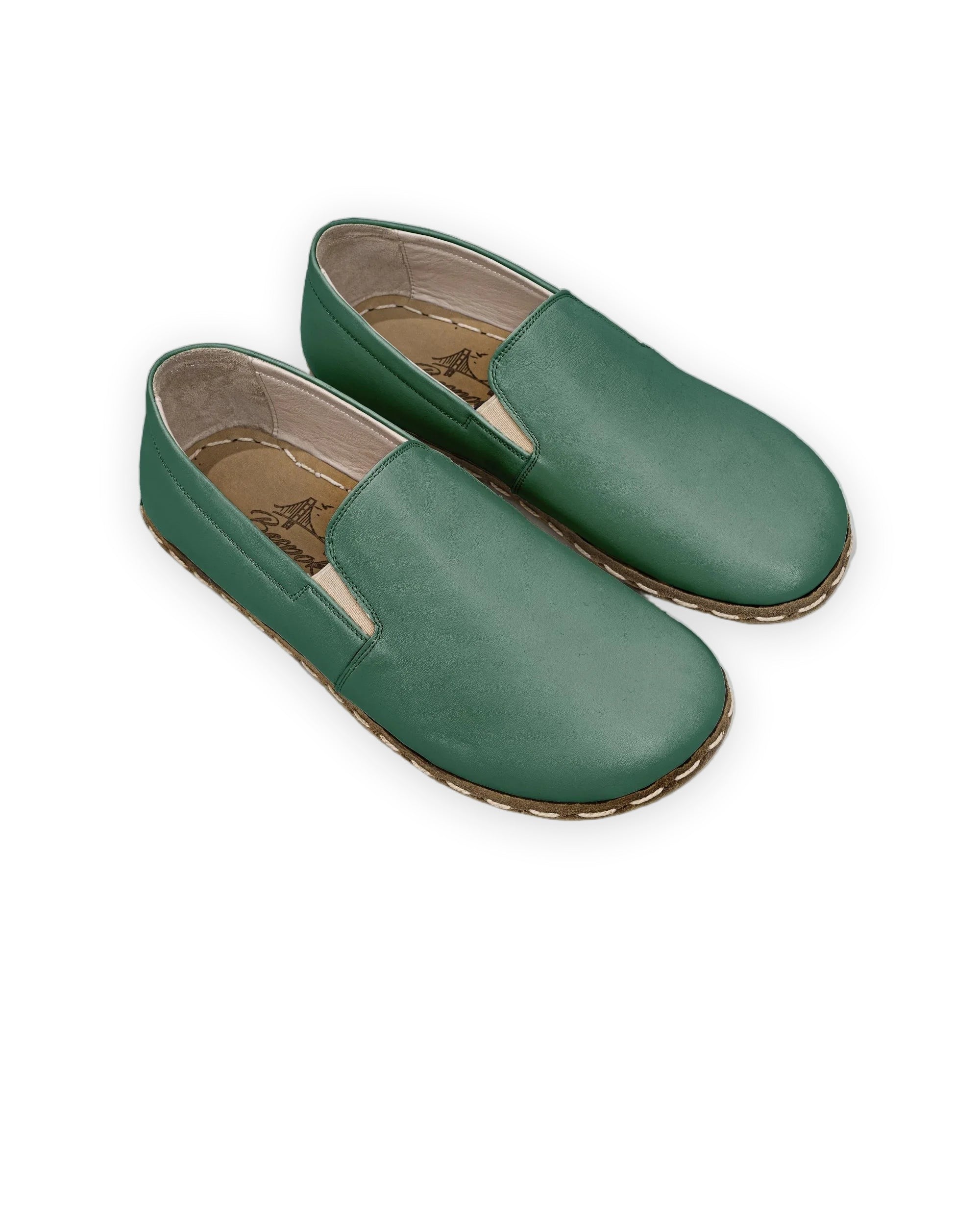 Men's Green Barefoot Shoes - Handcrafted Calf Leather Wide Toe Box | Bespoky