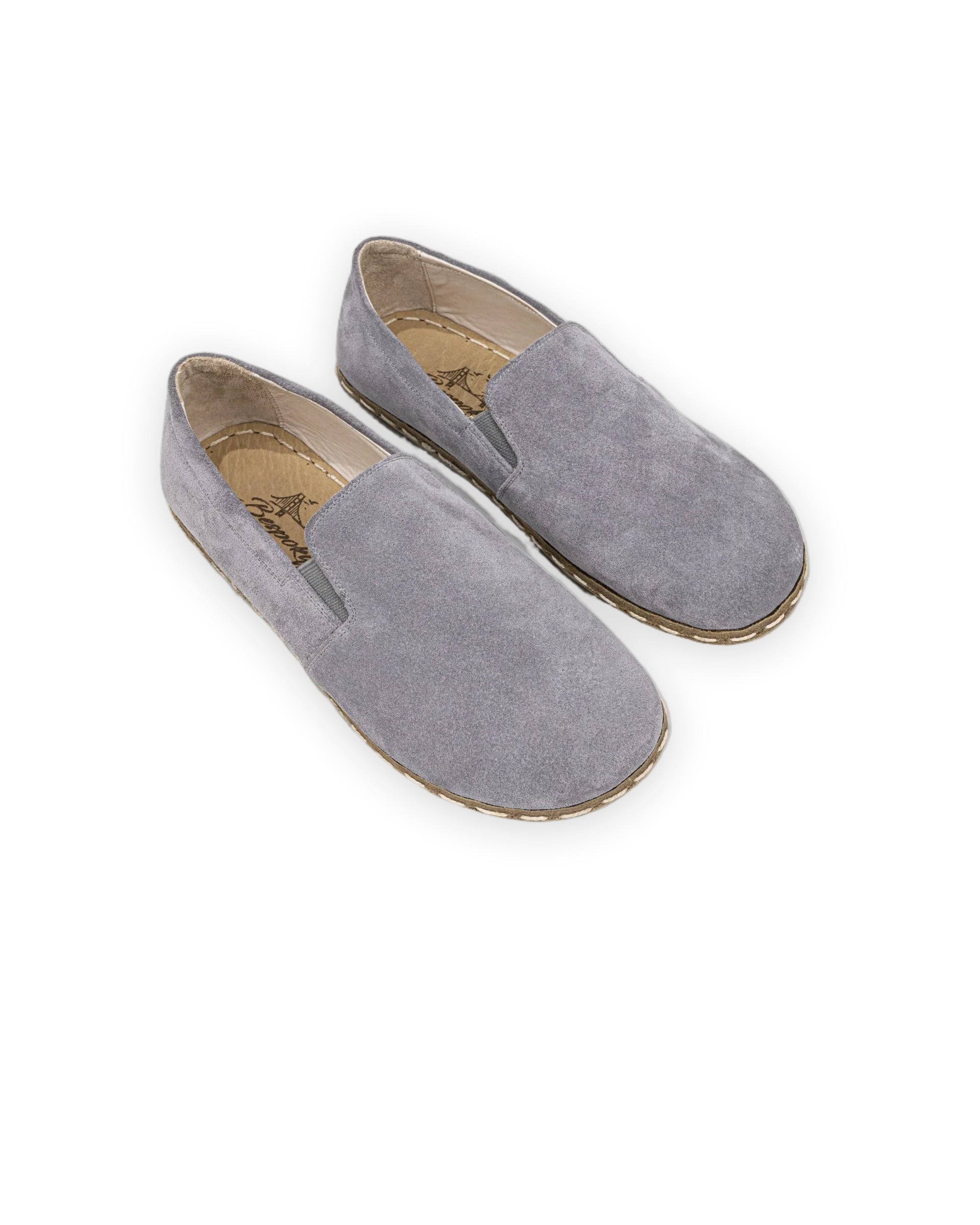 Men's Grey Suede Barefoot Shoes - Handcrafted Calf Leather Wide Toe Box | Bespoky