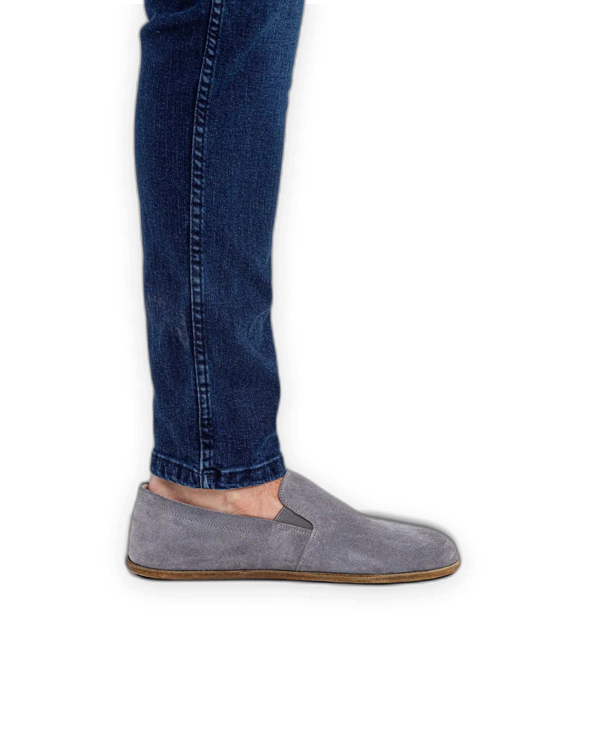 Detail Grey Suede Barefoot Shoes - Handcrafted Calf Leather Turkey | Bespoky
