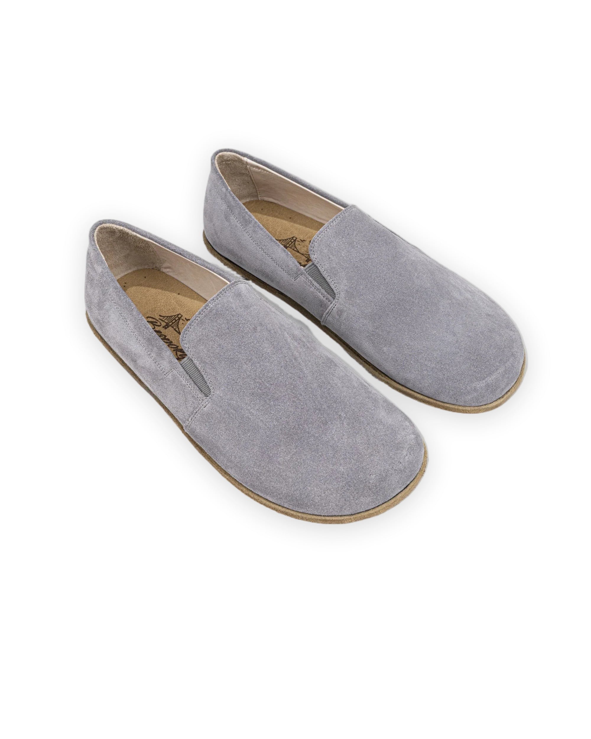 Men's Grey Suede Barefoot Shoes - Handcrafted Calf Leather Wide Toe Box | Bespoky