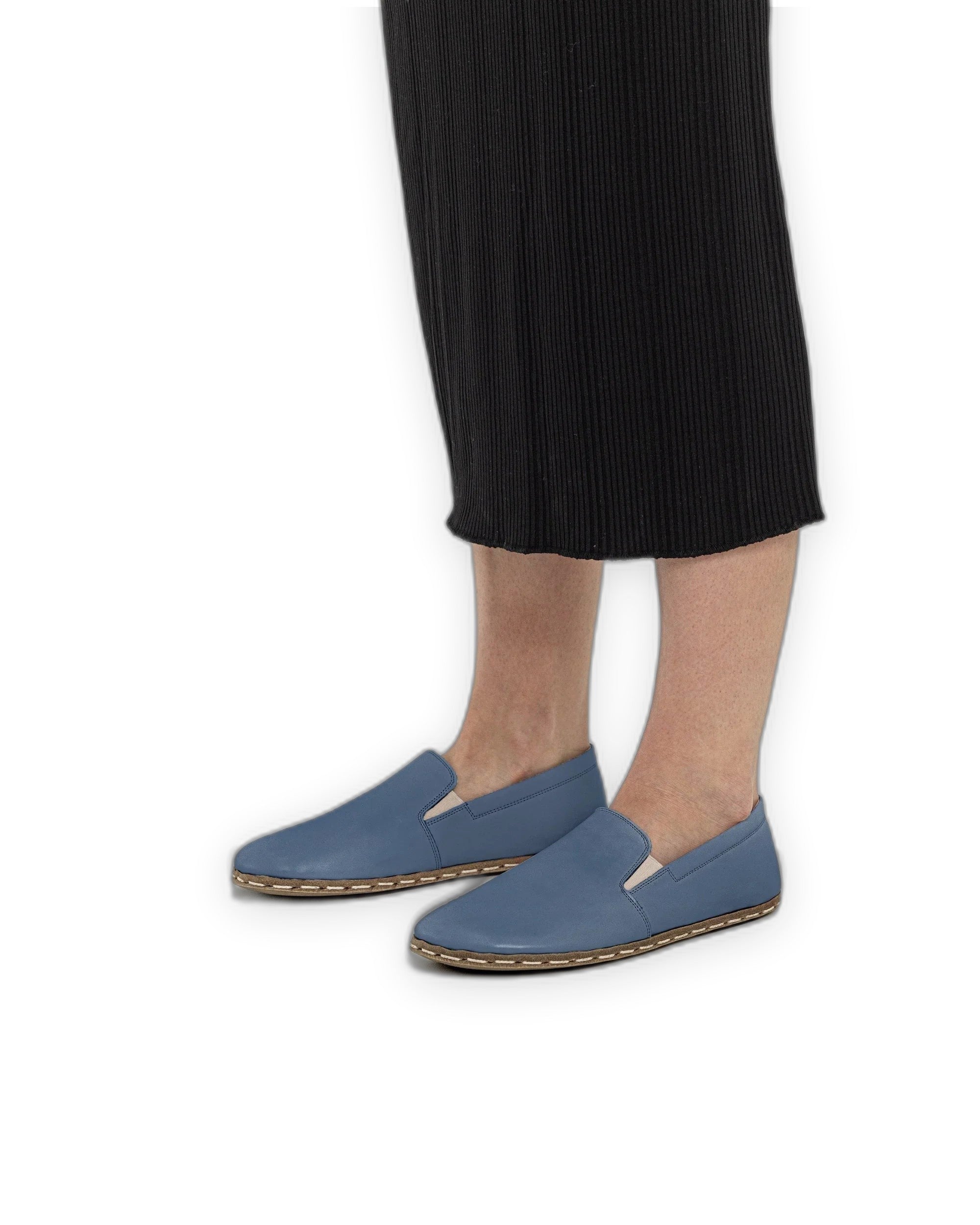 Detail Jean Blue Barefoot Shoes - Handcrafted Calf Leather Turkey | Bespoky