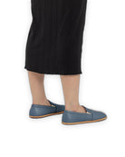 Detail Jean Blue Barefoot Shoes - Handcrafted Calf Leather Turkey | Bespoky