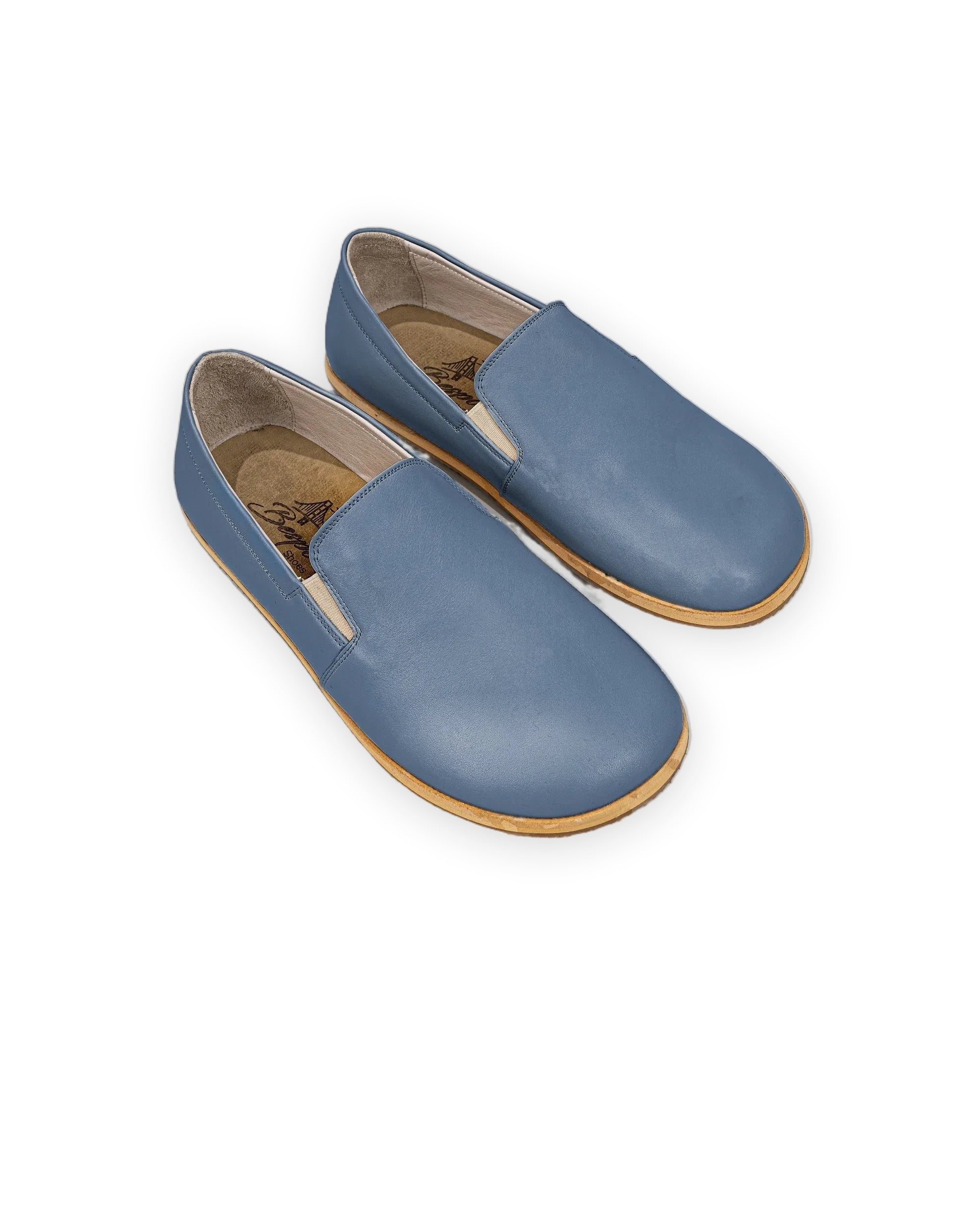 Men's Jean Blue Barefoot Shoes - Handcrafted Calf Leather Wide Toe Box | Bespoky