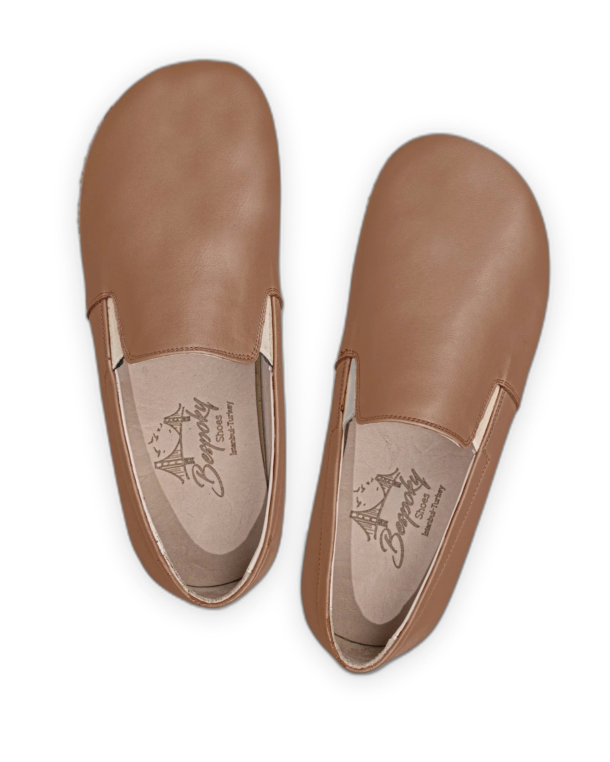 Side view Tan Barefoot Shoes - Calf Leather Zero Drop | Bespoky